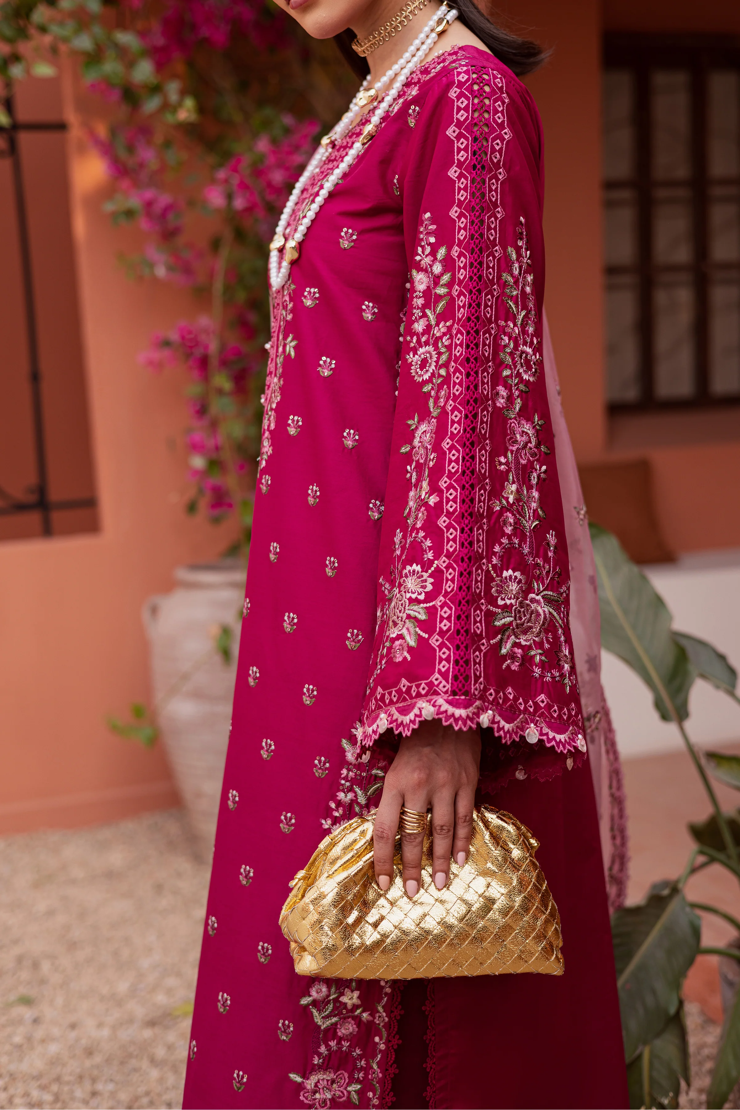 Pink Aleyla 3Pc - Festive Embroidered Lawn - Image 16