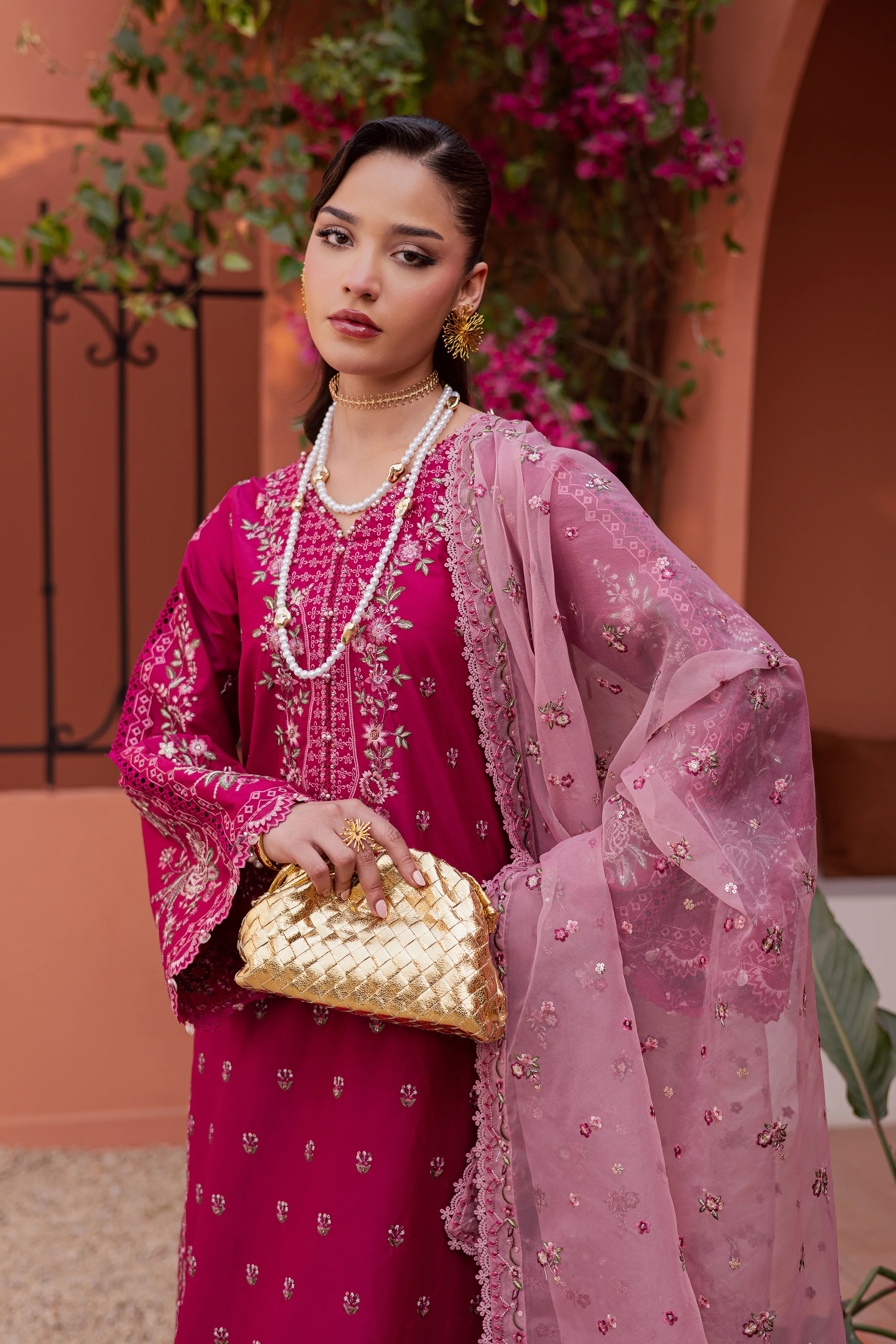 Pink Aleyla 3Pc - Festive Embroidered Lawn - Image 6