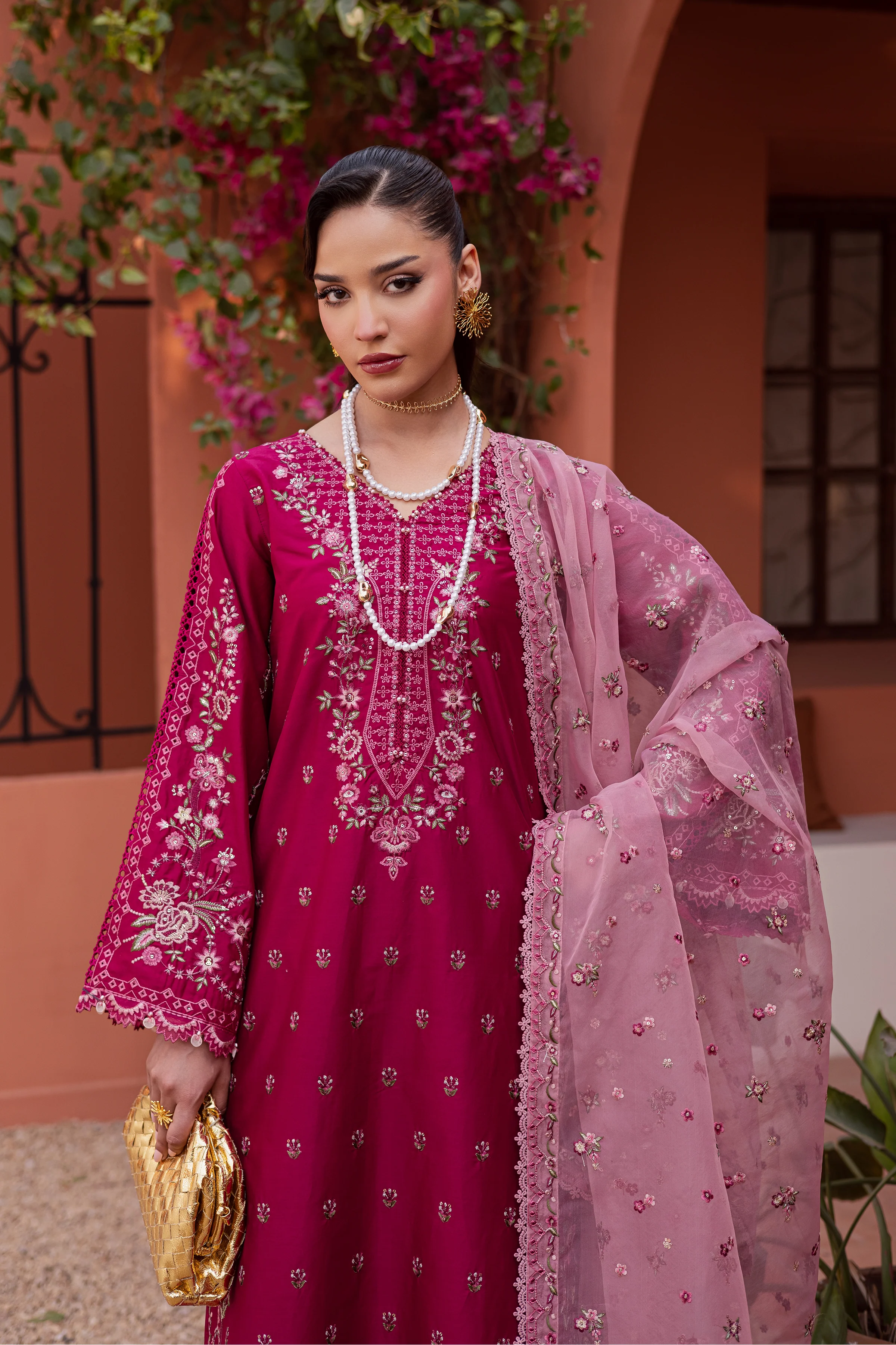 Pink Aleyla 3Pc - Festive Embroidered Lawn - Image 7