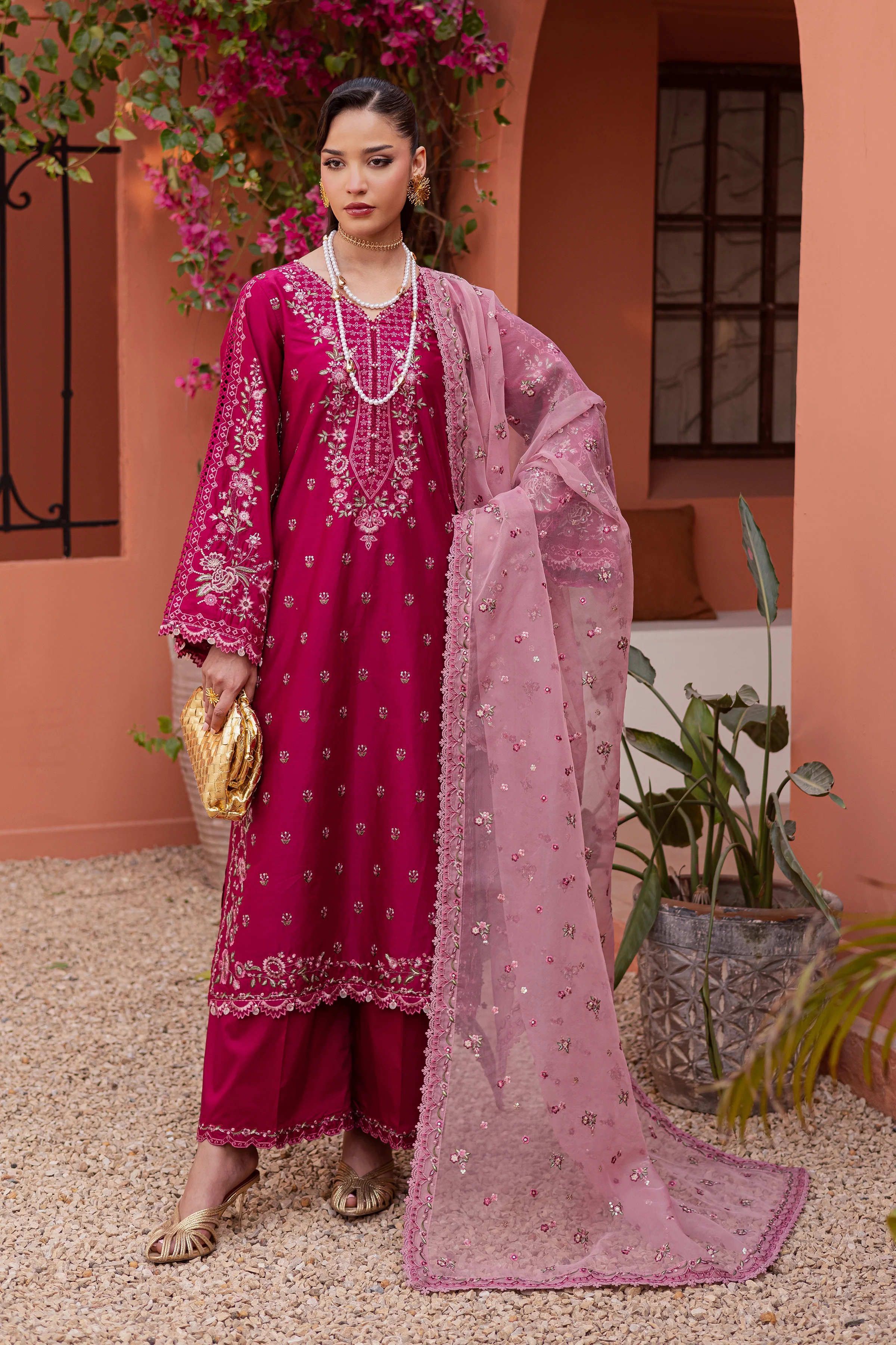 Pink Aleyla 3Pc - Festive Embroidered Lawn - Image 8