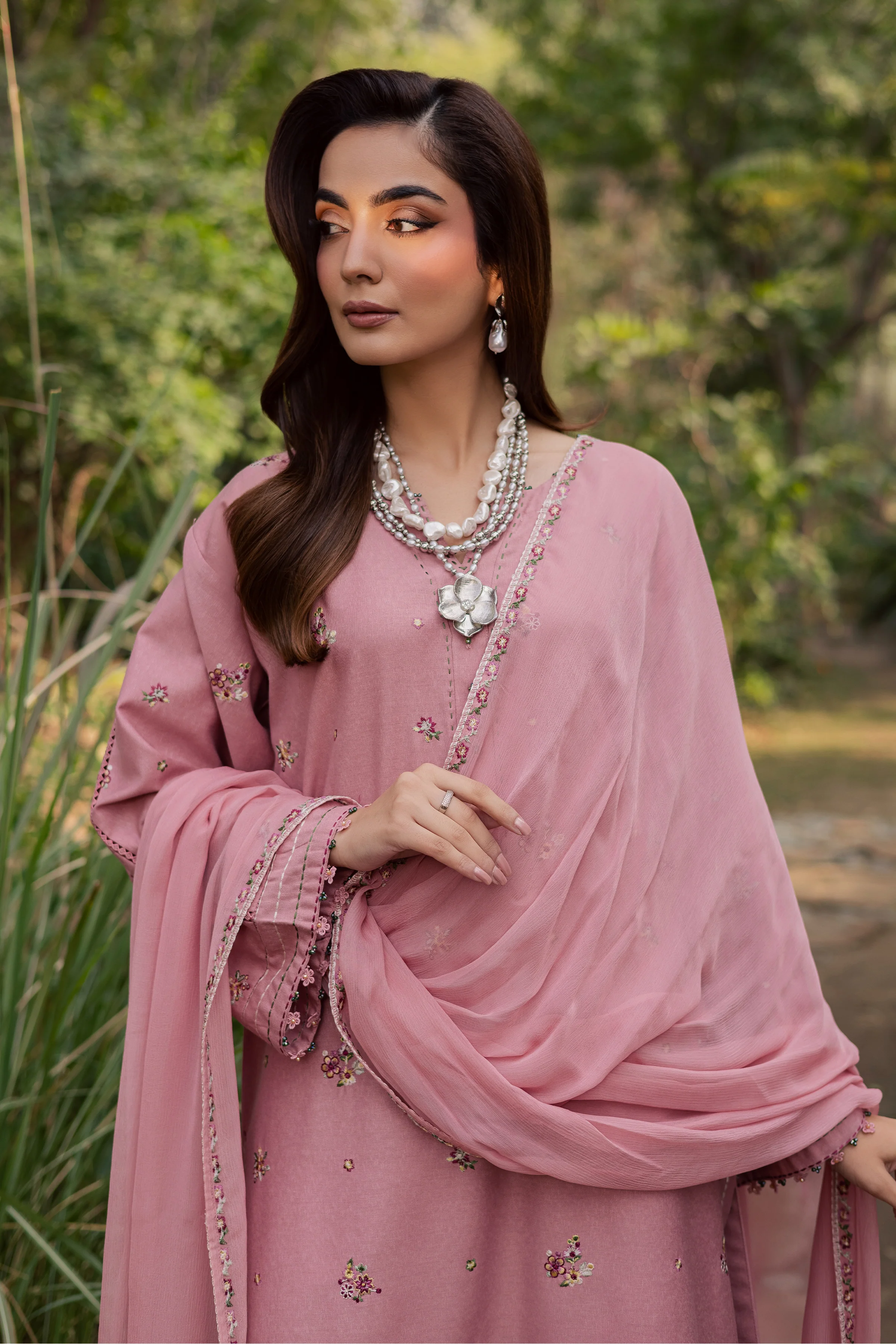Pink Cotton 3Pc - Embroidered Festive Pret - Image 5