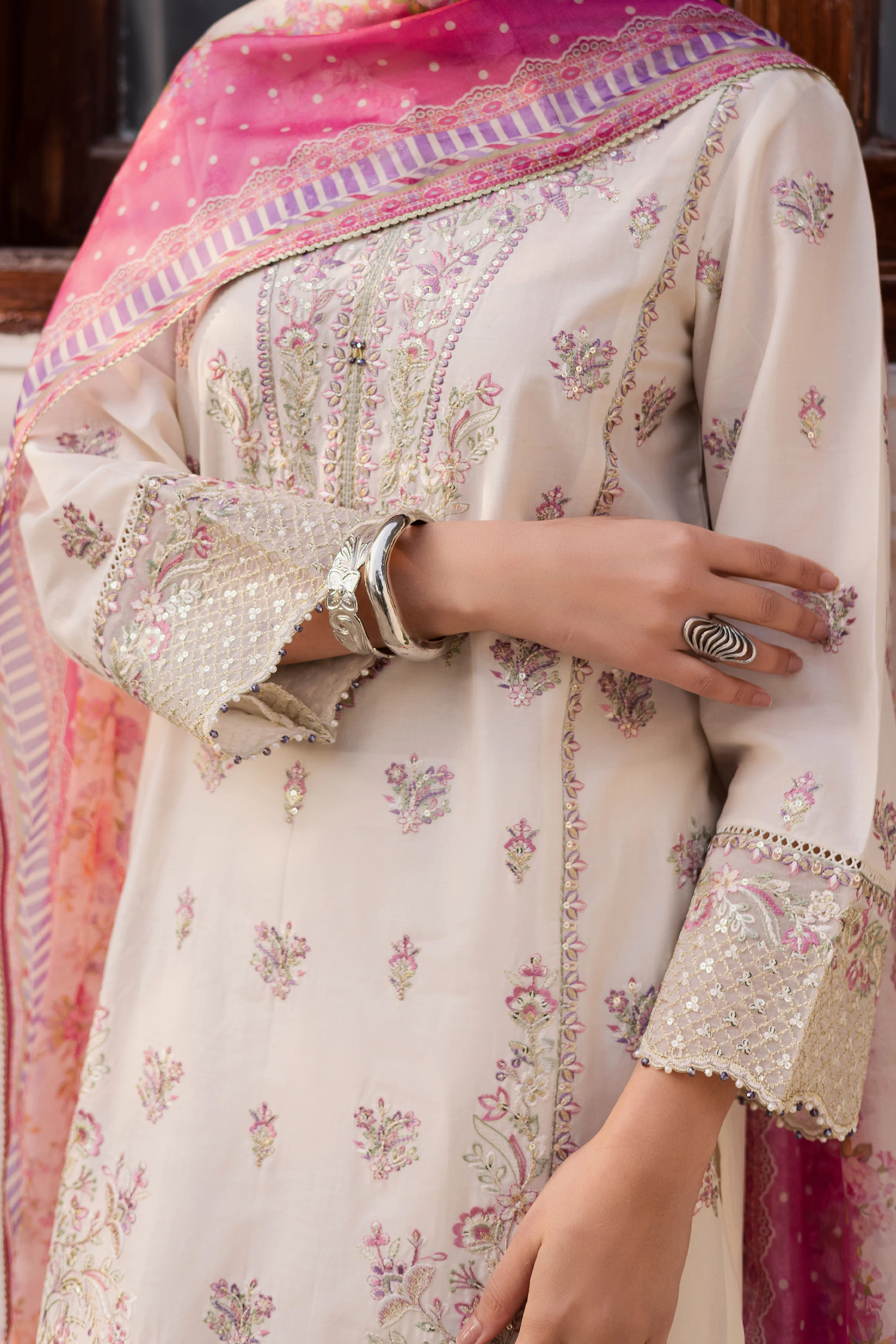 Pinkie Pie 3Pc - Festive Embroidered Lawn - Image 7