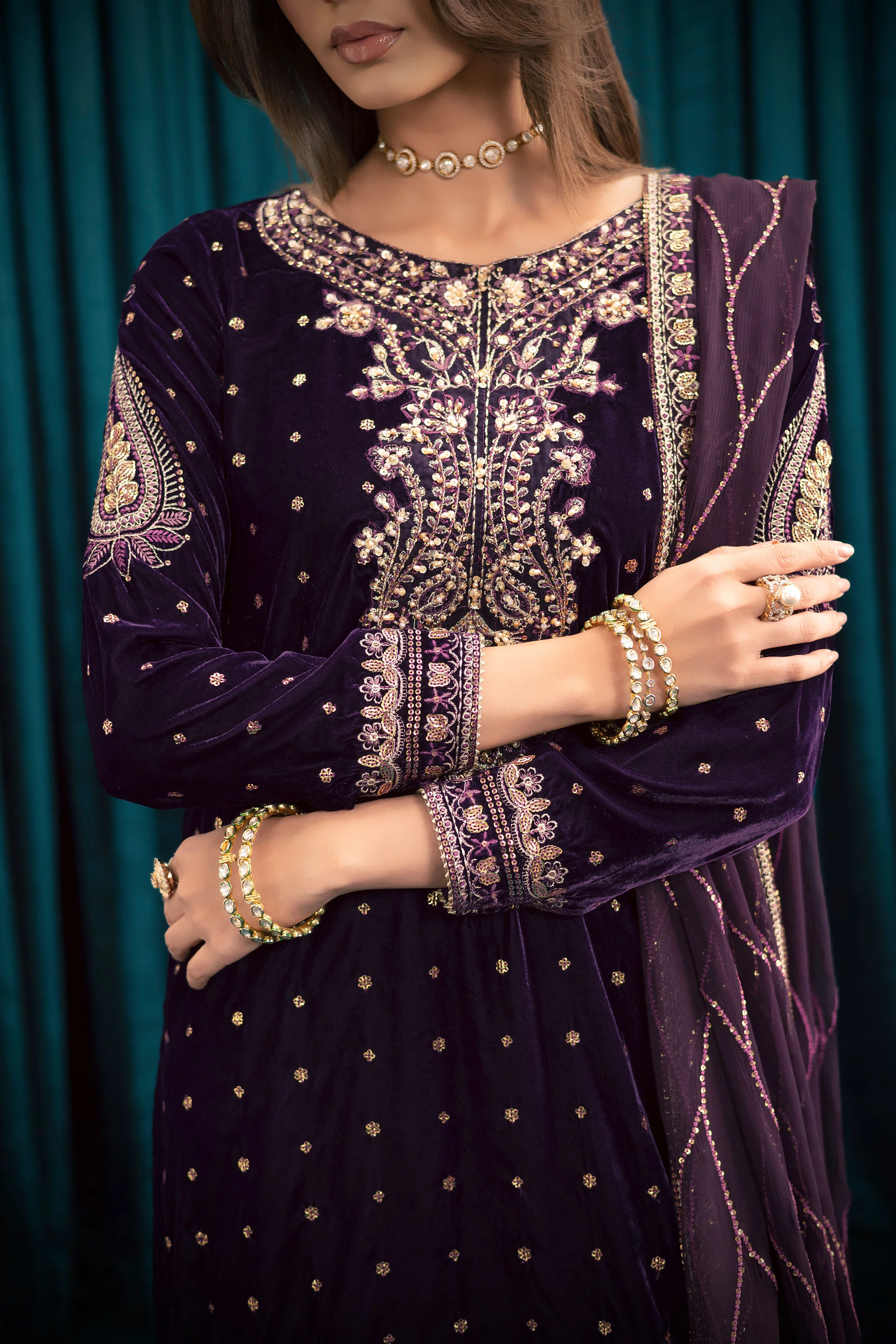 Plum Frost 3Pc - Velvet Formal Dress - Image 10