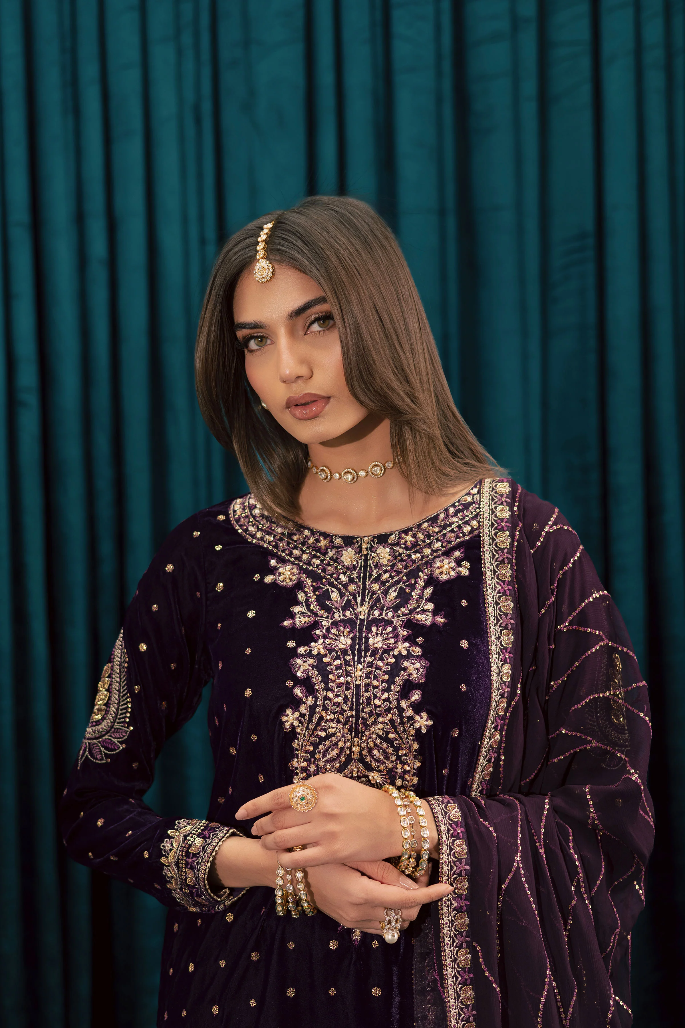 Plum Frost 3Pc - Velvet Formal Dress - Image 7