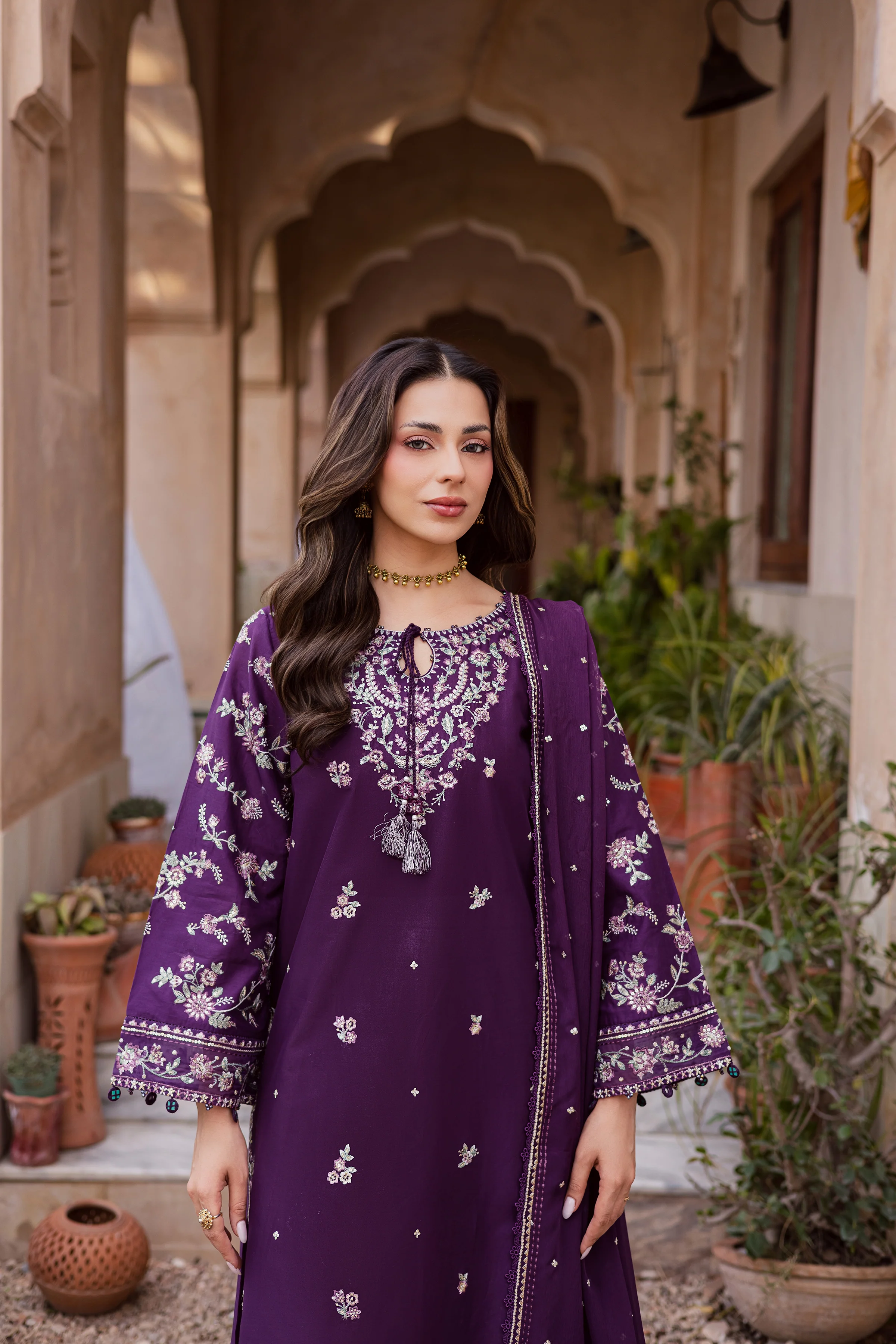 Plum Haze 3Pc - Festive Embroidered Lawn - Image 10