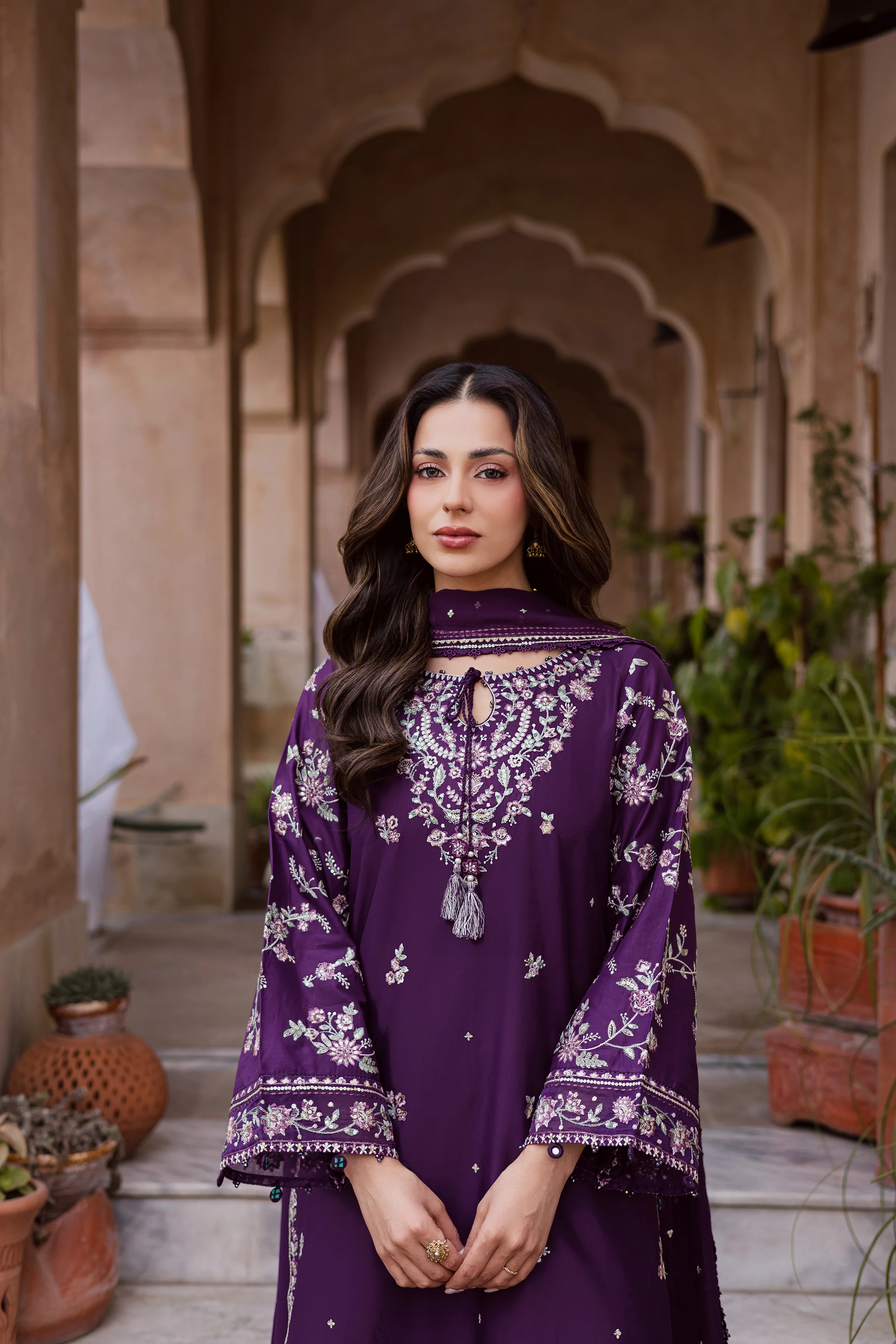 Plum Haze 3Pc - Festive Embroidered Lawn - Image 11