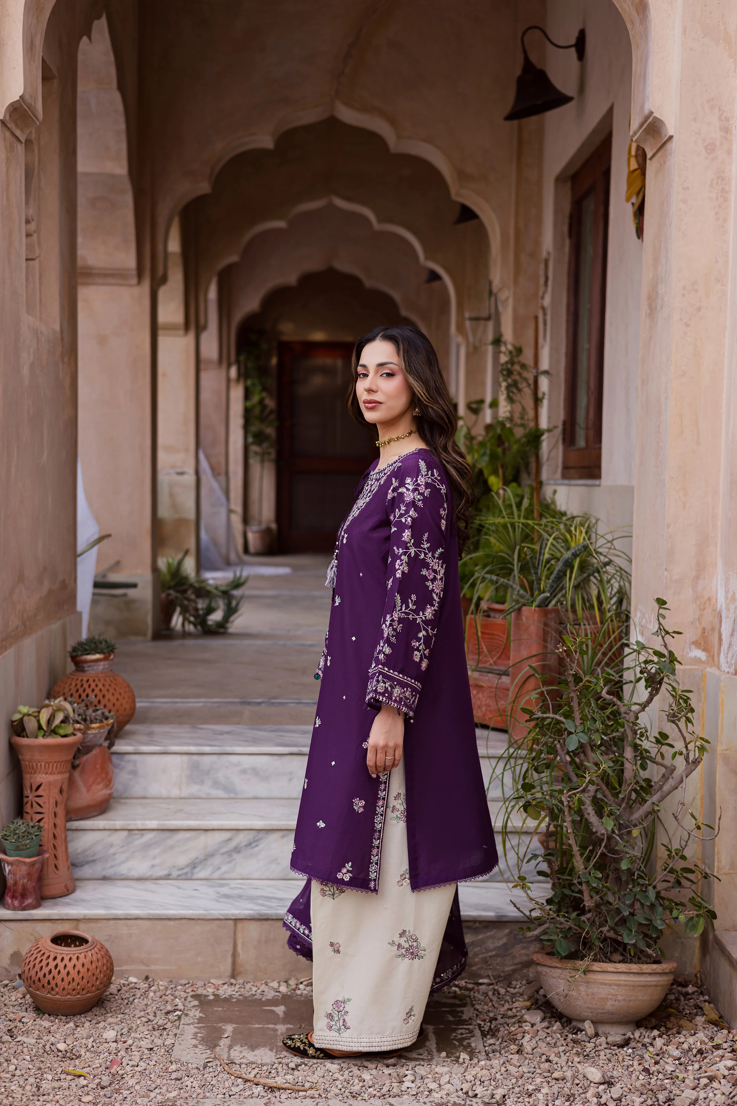 Plum Haze 3Pc - Festive Embroidered Lawn - Image 3
