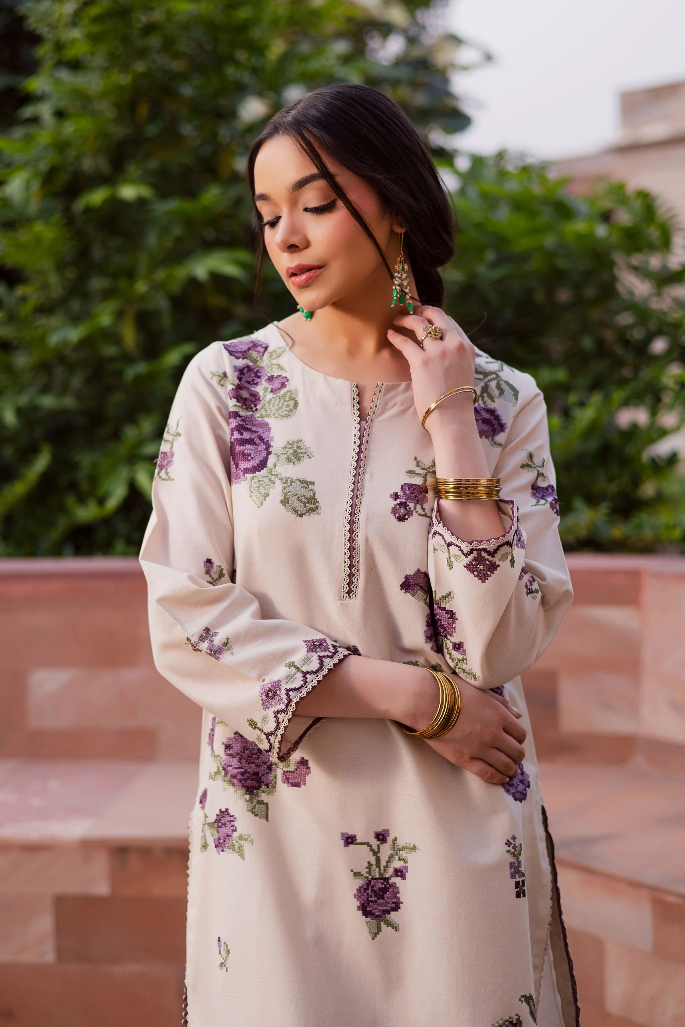 Purple Nate 2Pc - Embroidered Khaddar Dress - Image 6
