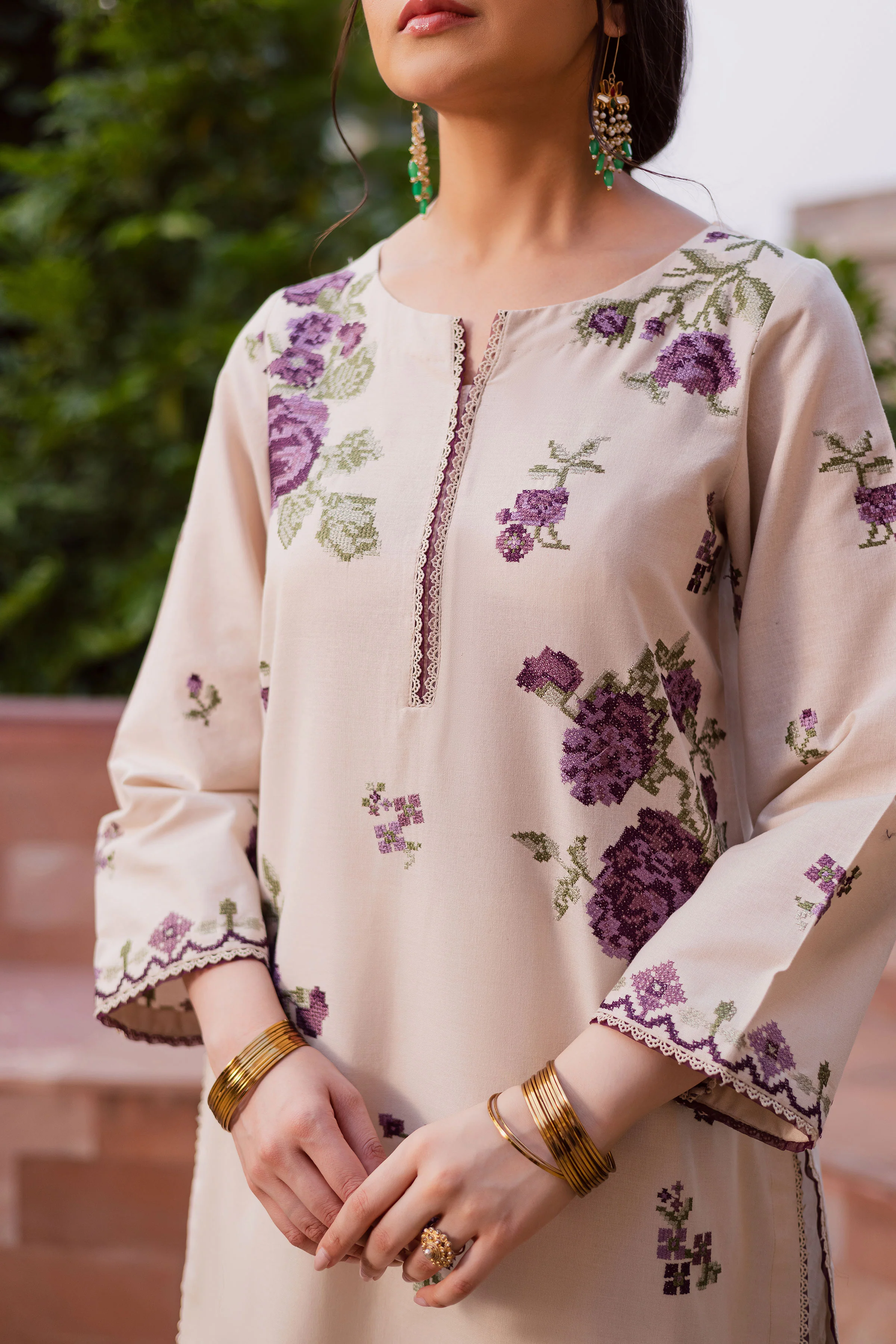 Purple Nate 2Pc - Embroidered Khaddar Dress - Image 7
