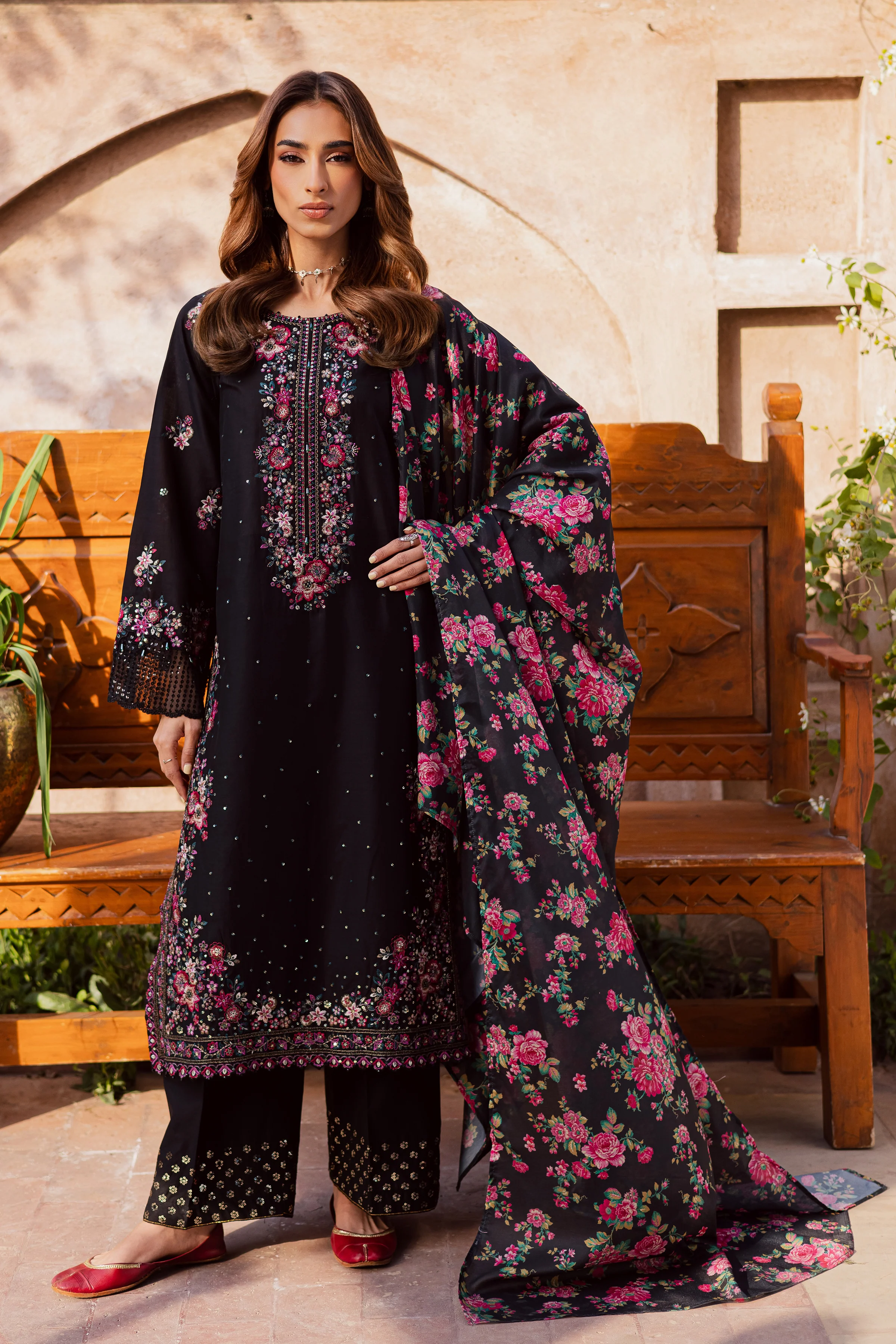 Queen of Night 3Pc - Festive Embroidered Lawn - Image 6