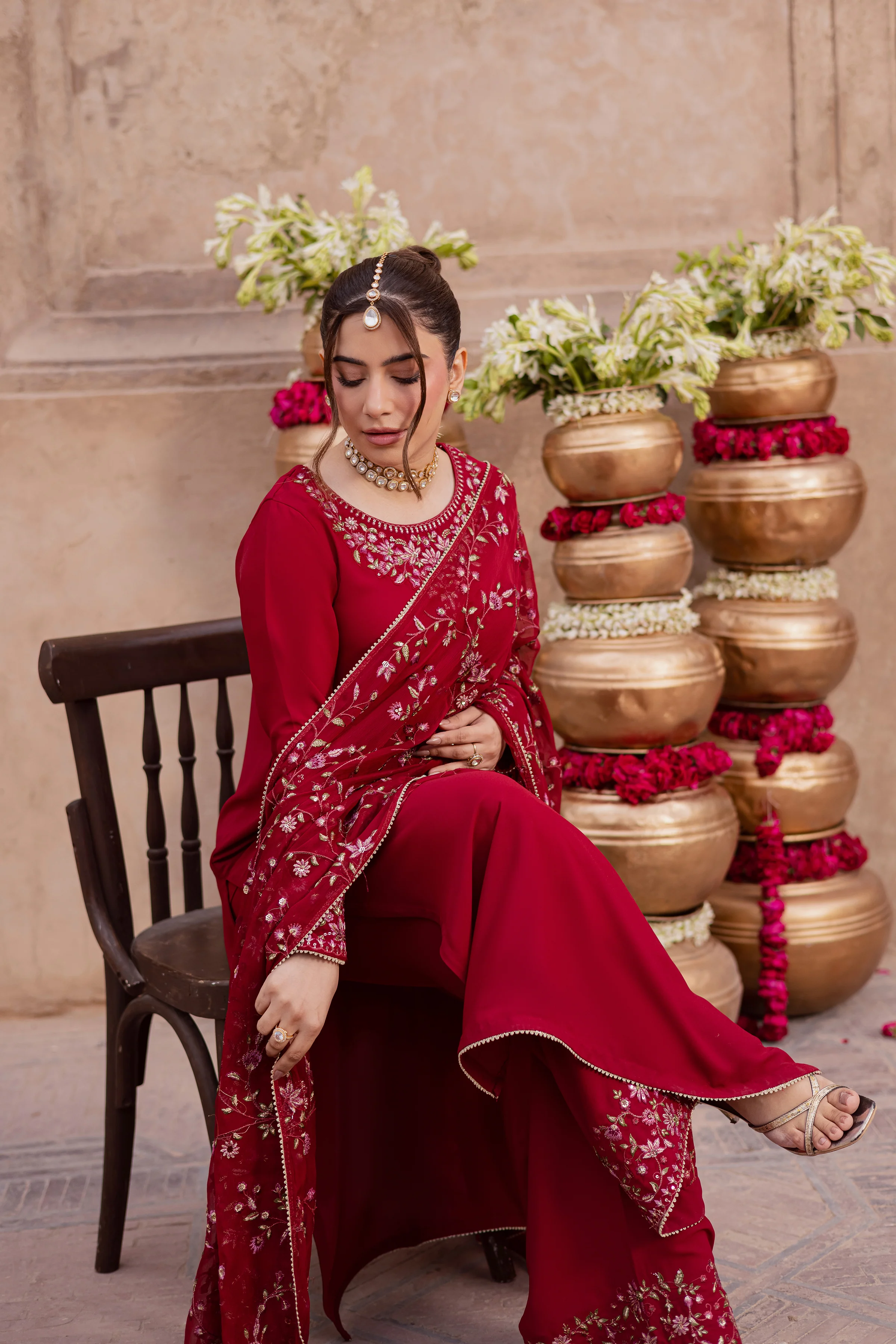 Red Adina 3Pc - Festive Luxe Pret - Image 4