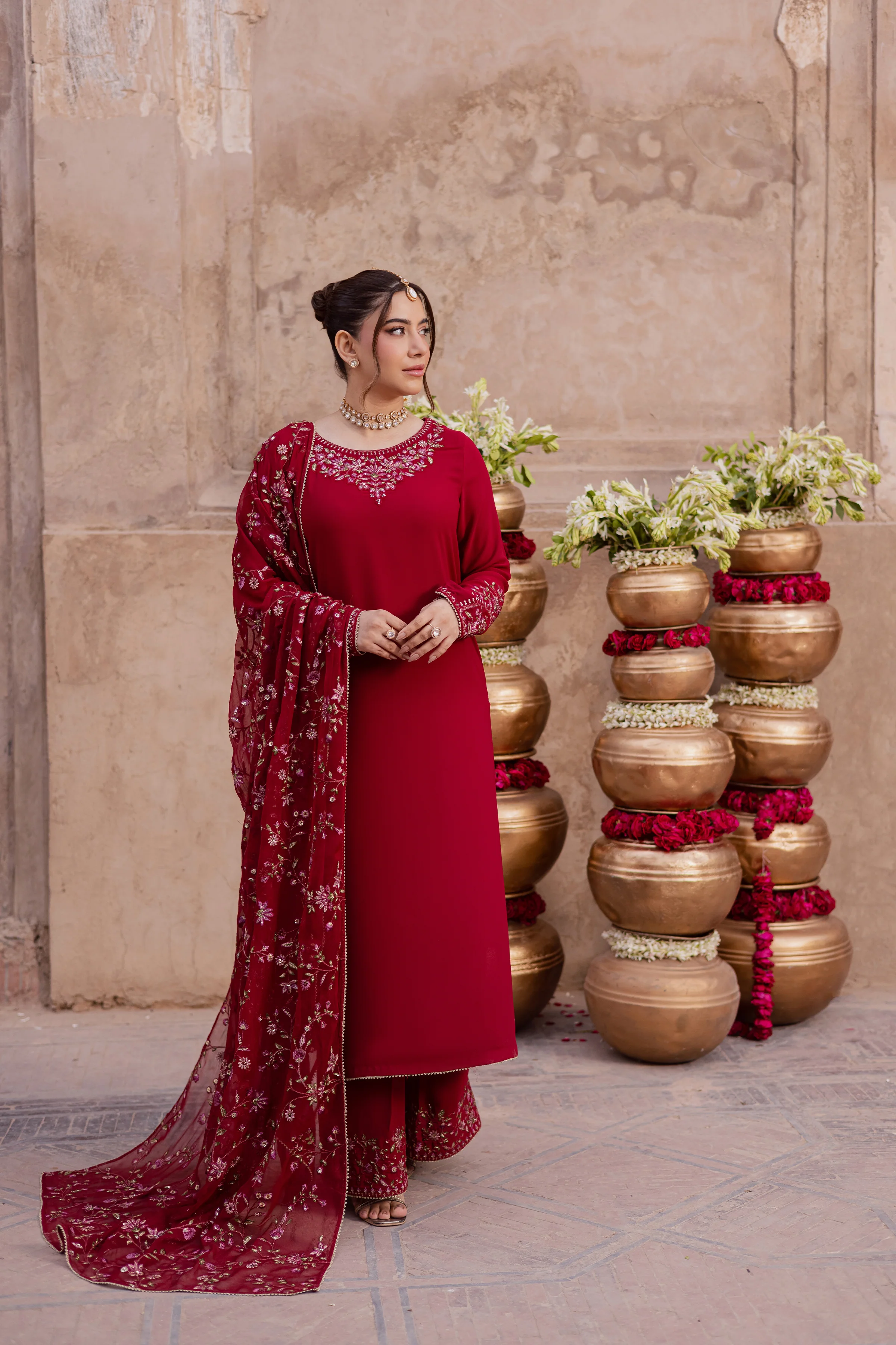 Red Adina 3Pc - Festive Luxe Pret - Image 5