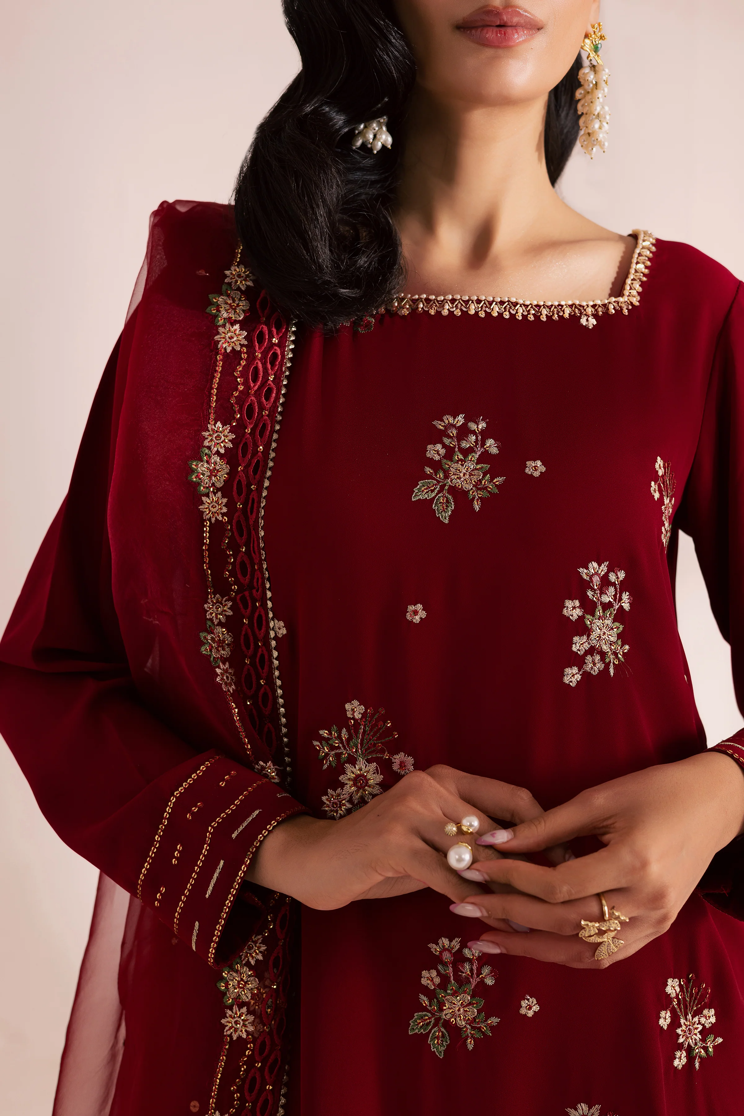 Red Aria 3Pc - Festive Luxe Pret - Image 7