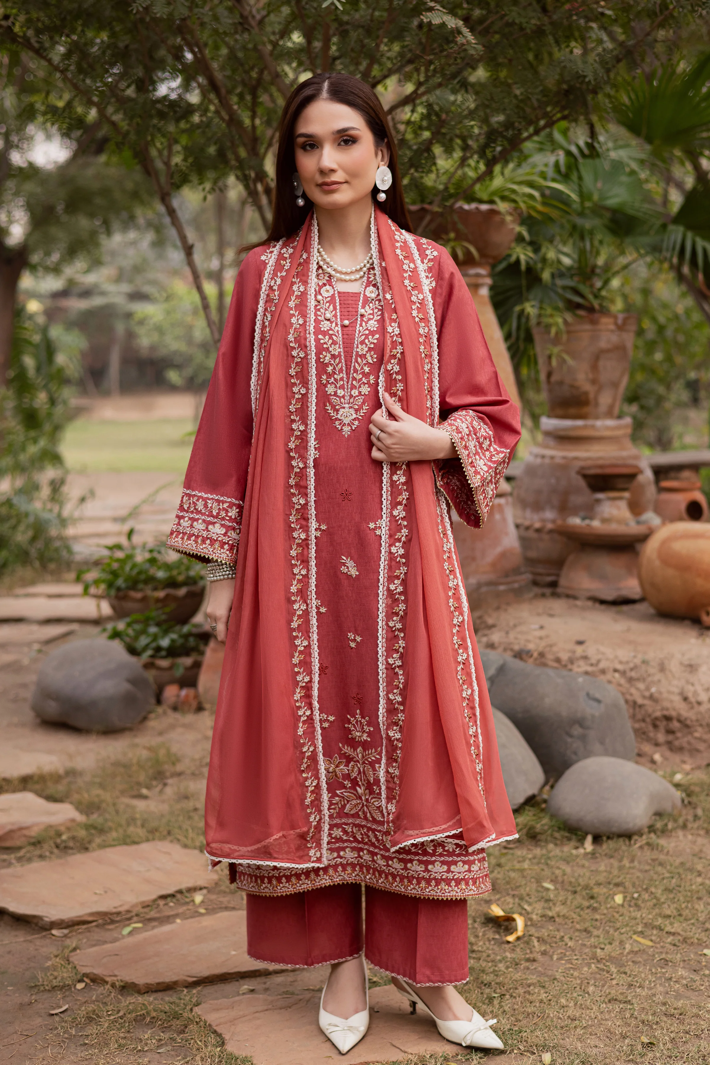 Red Carrot 3Pc - Embroidered Festive Pret - Image 3