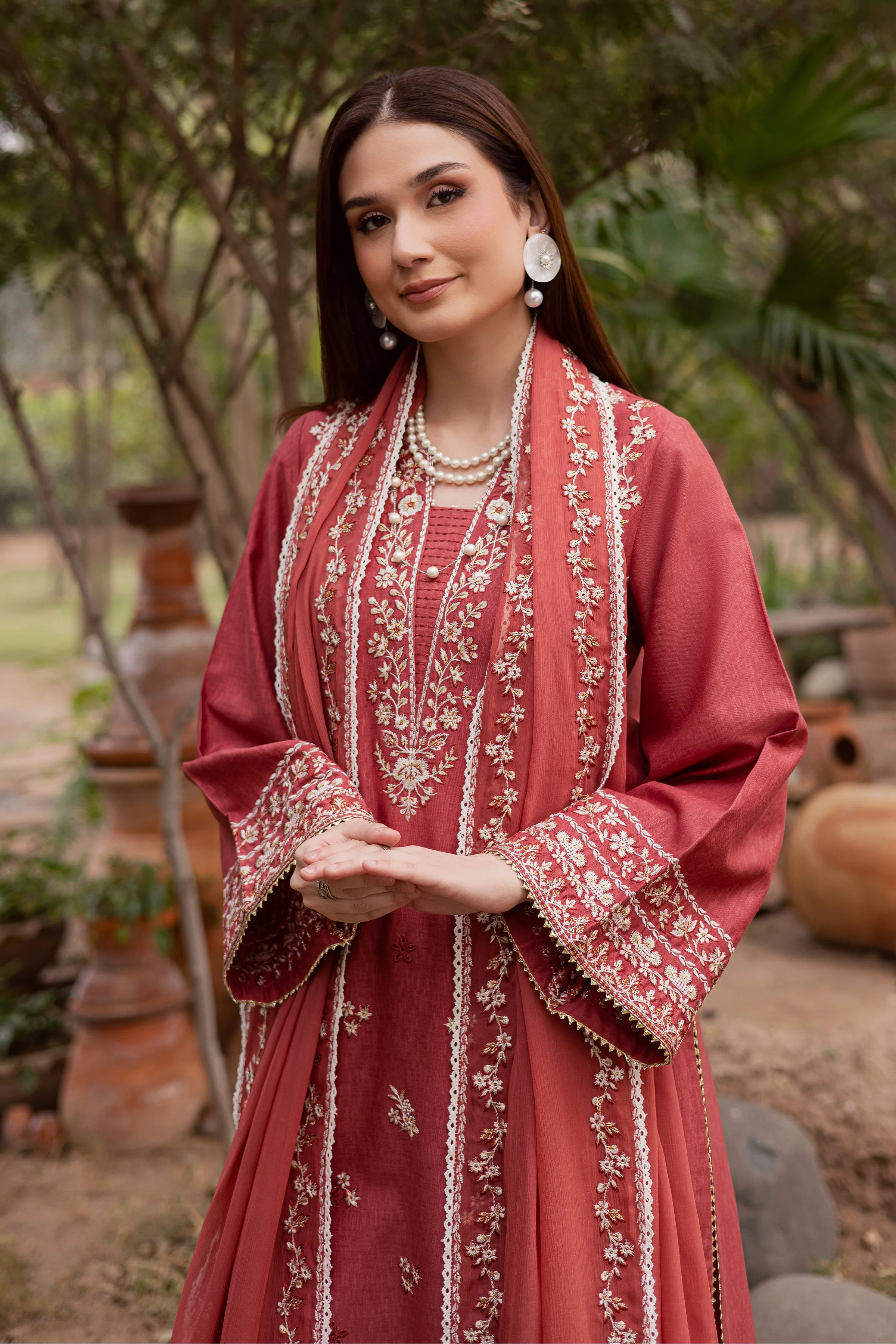 Red Carrot 3Pc - Embroidered Festive Pret - Image 4