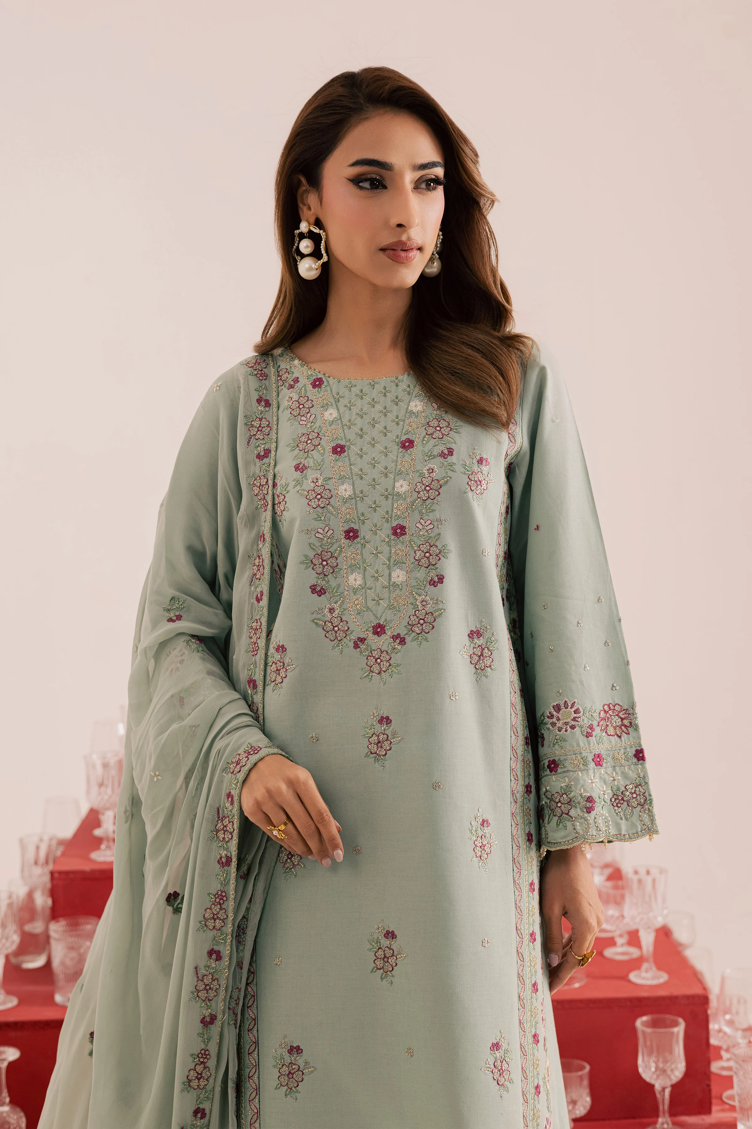 Reena 3Pc - Embroidered Khaddar Dress - Image 4