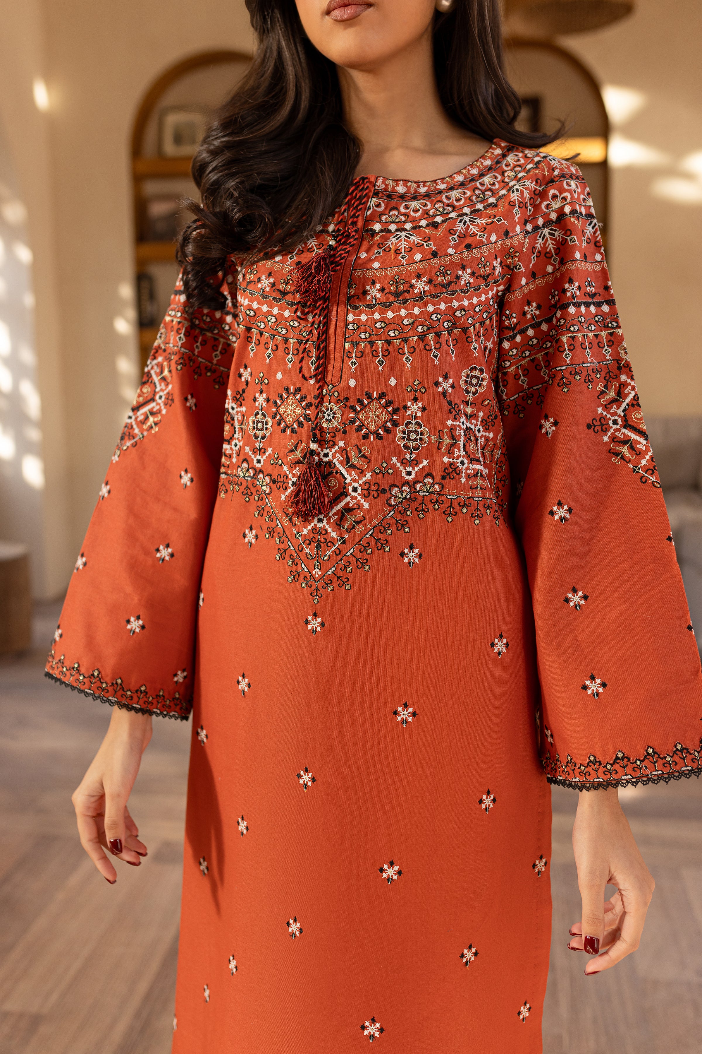 Royal Rust 2Pc - Embroidered Khaddar Dress - Image 5