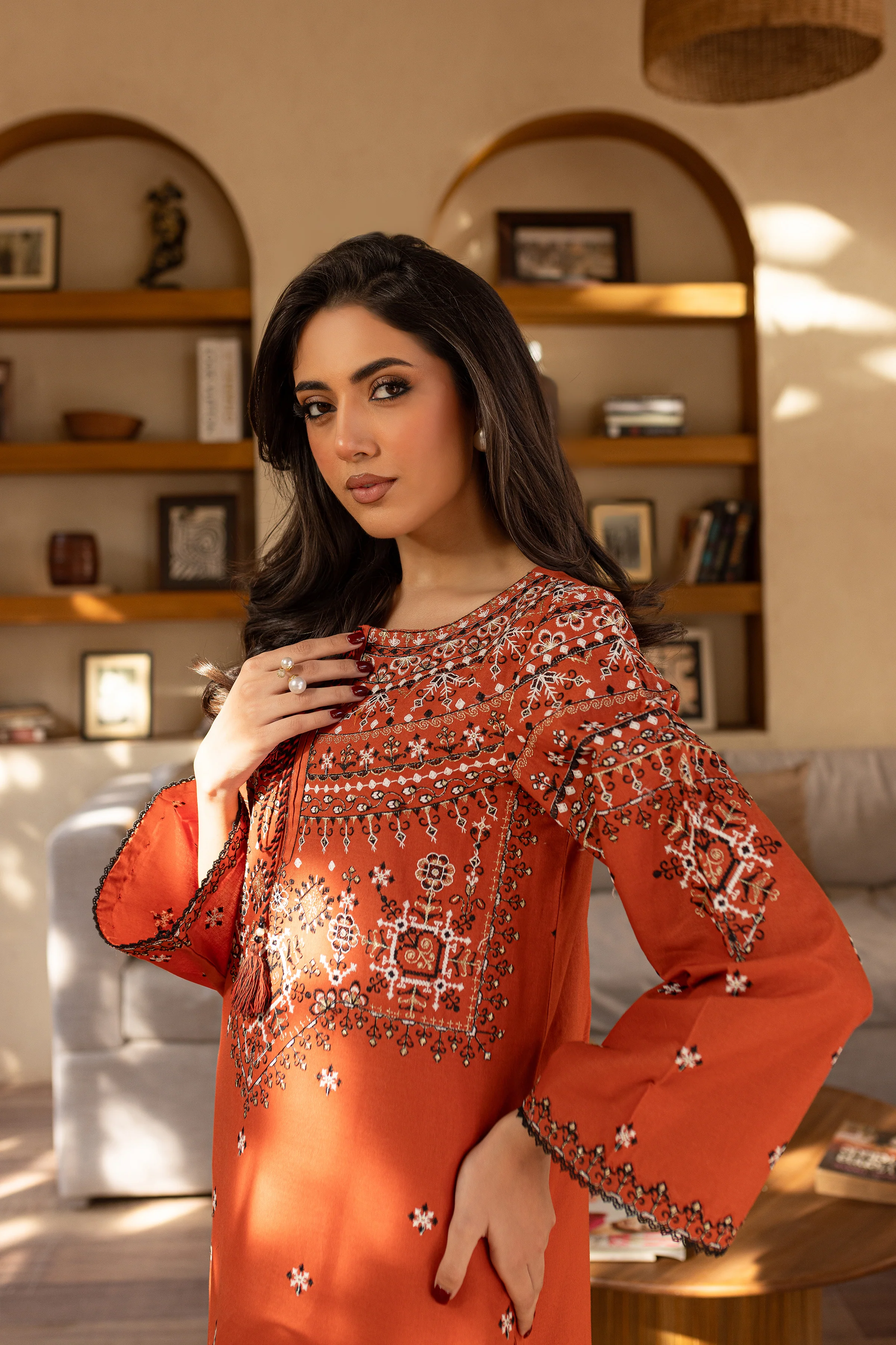 Royal Rust 2Pc - Embroidered Khaddar Dress - Image 7