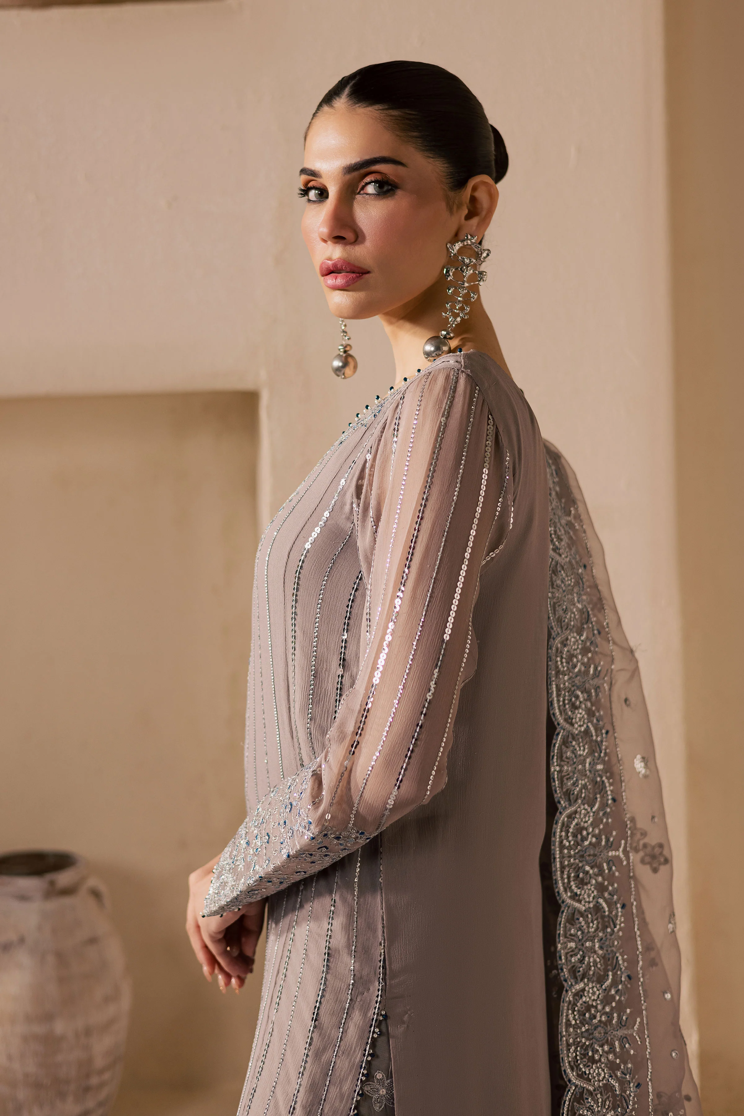 Saabiha 3Pc - Embroidered Luxe Pret - Image 5