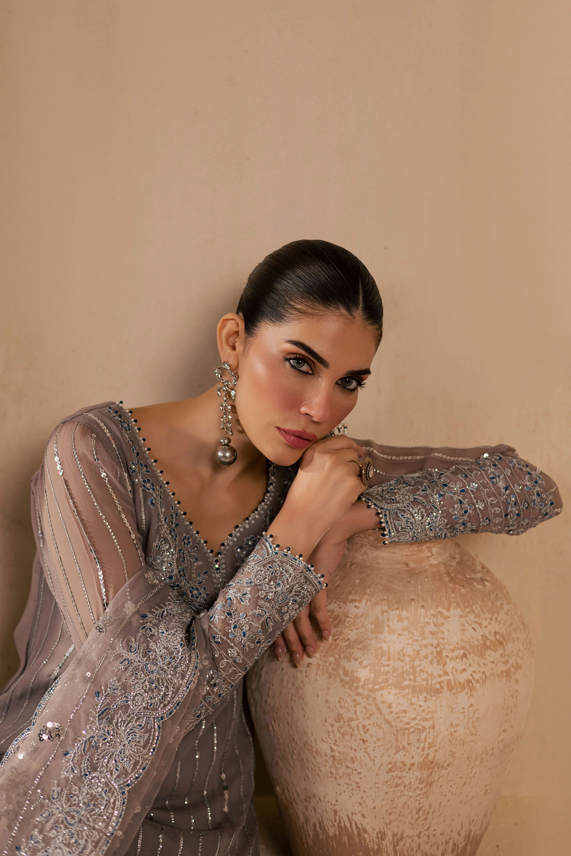 Saabiha 3Pc - Embroidered Luxe Pret - Image 6