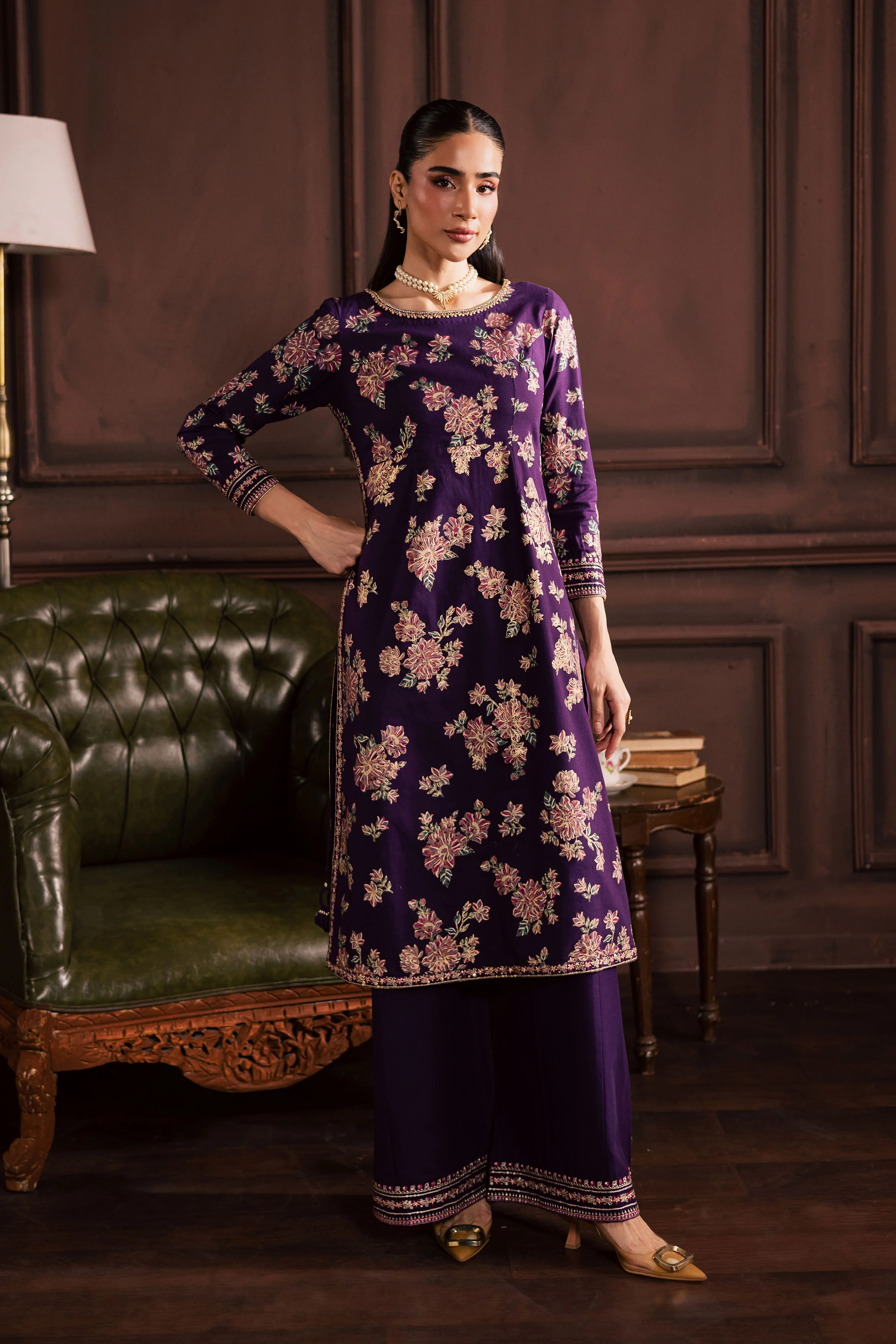 Sangria 2Pc - Embroidered Khaddar Dress - Image 4