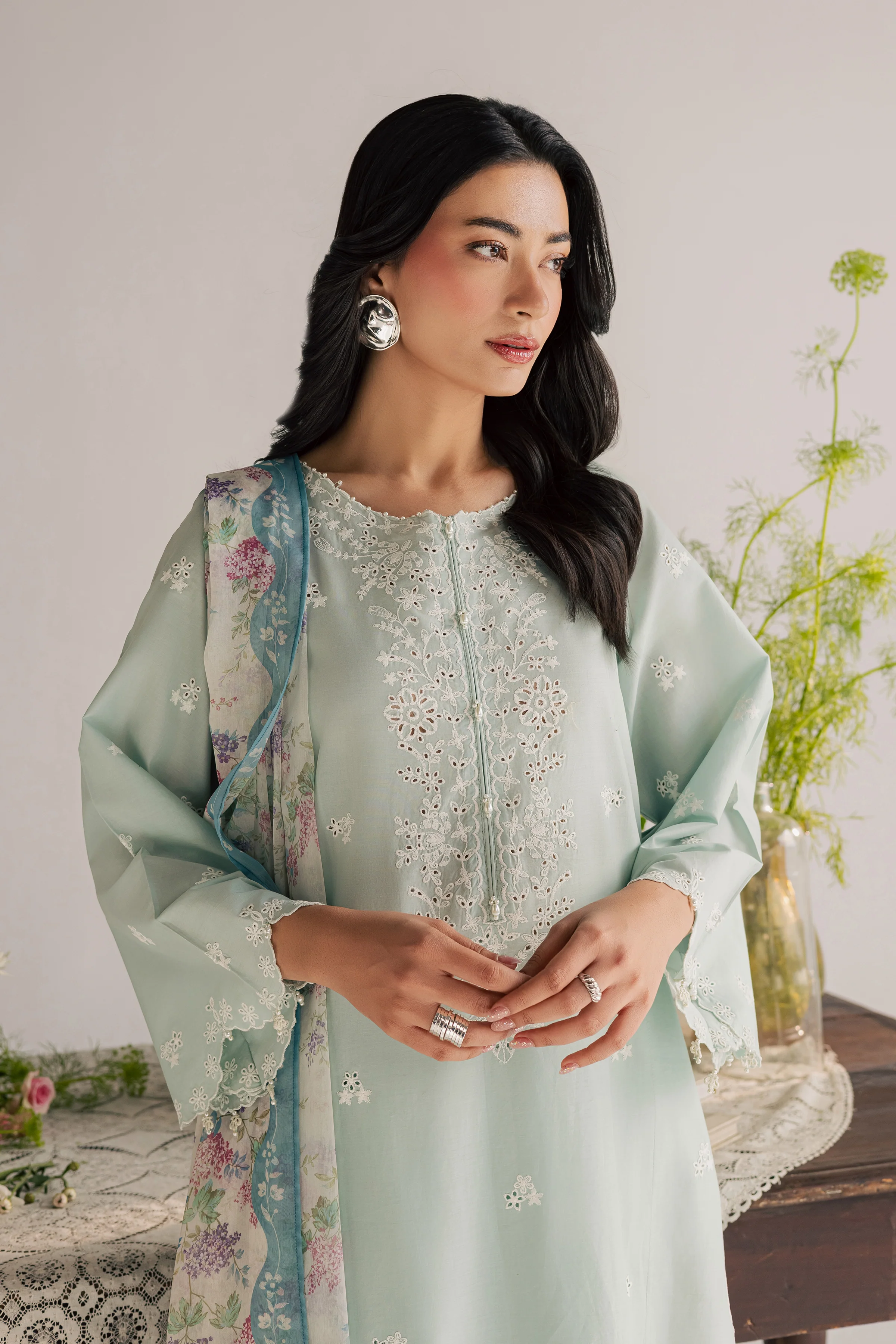 Santorini 3Pc - Embroidered Lawn Dress - Image 10