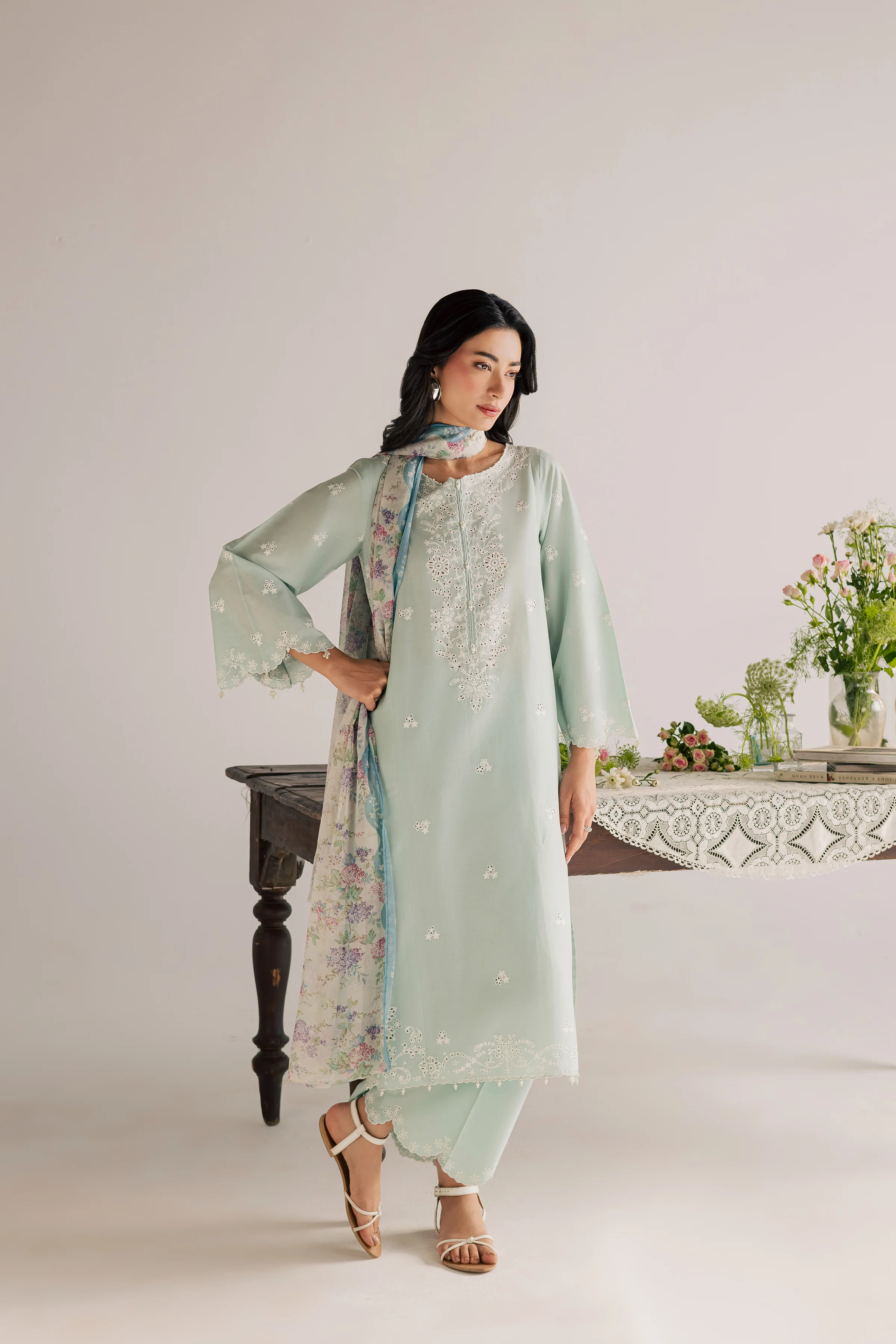 Santorini 3Pc - Embroidered Lawn Dress - Image 4