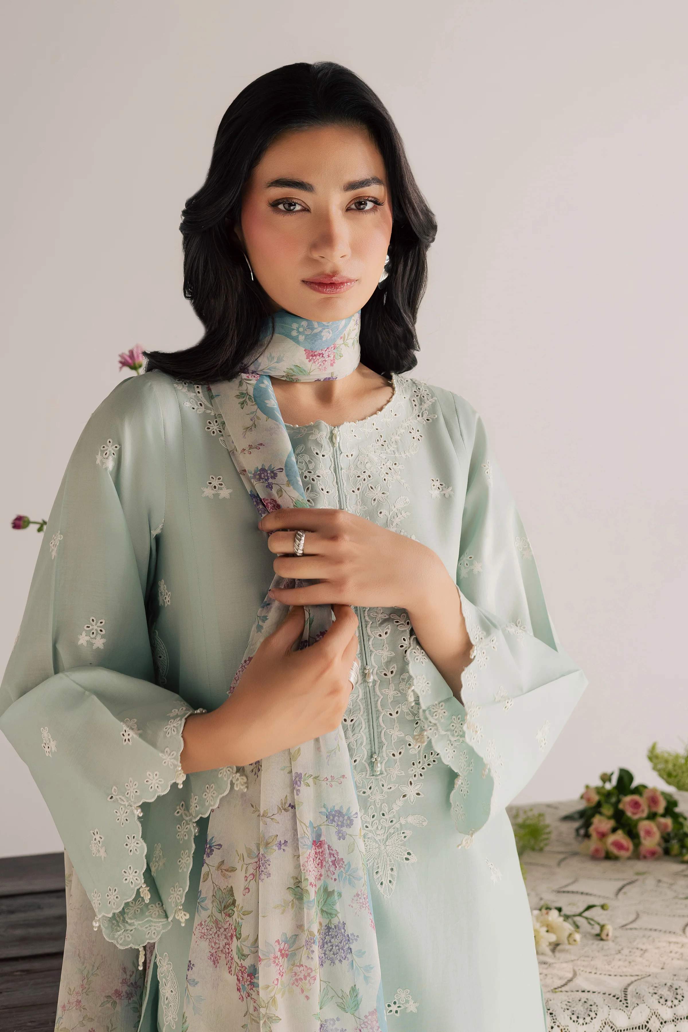 Santorini 3Pc - Embroidered Lawn Dress - Image 5