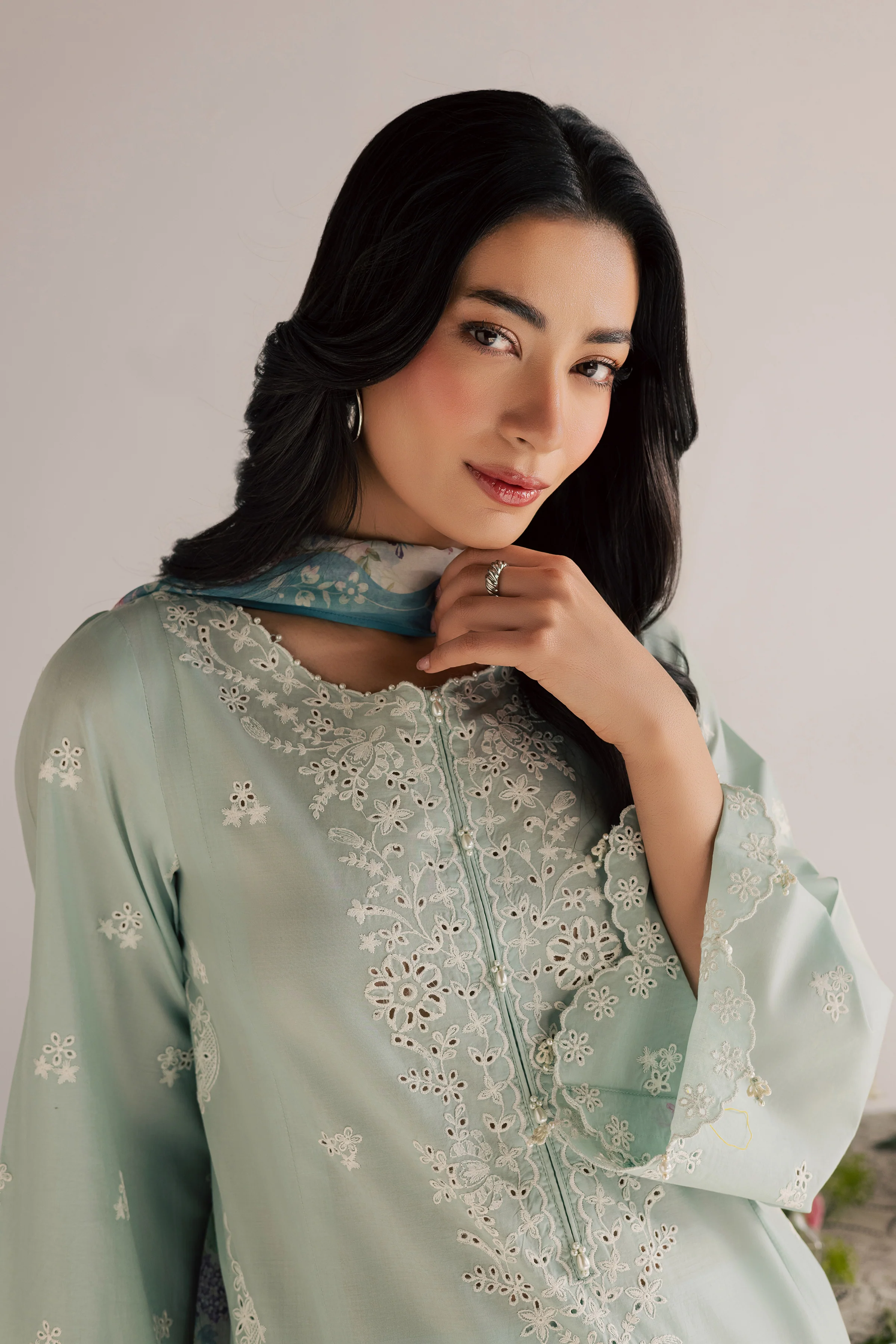Santorini 3Pc - Embroidered Lawn Dress - Image 7
