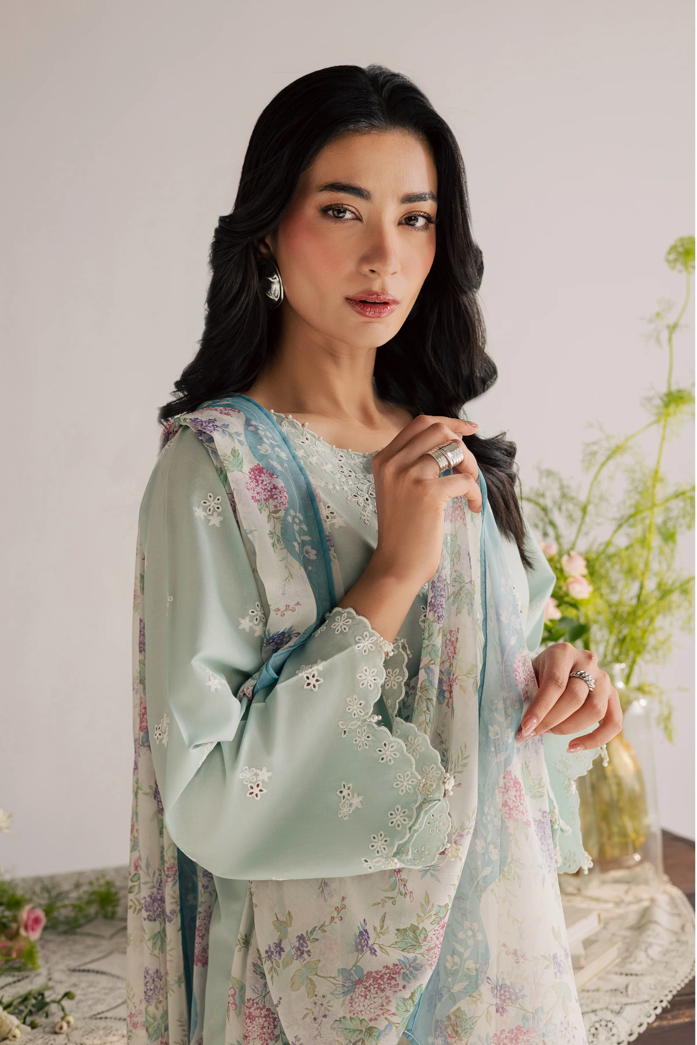 Santorini 3Pc - Embroidered Lawn Dress - Image 9