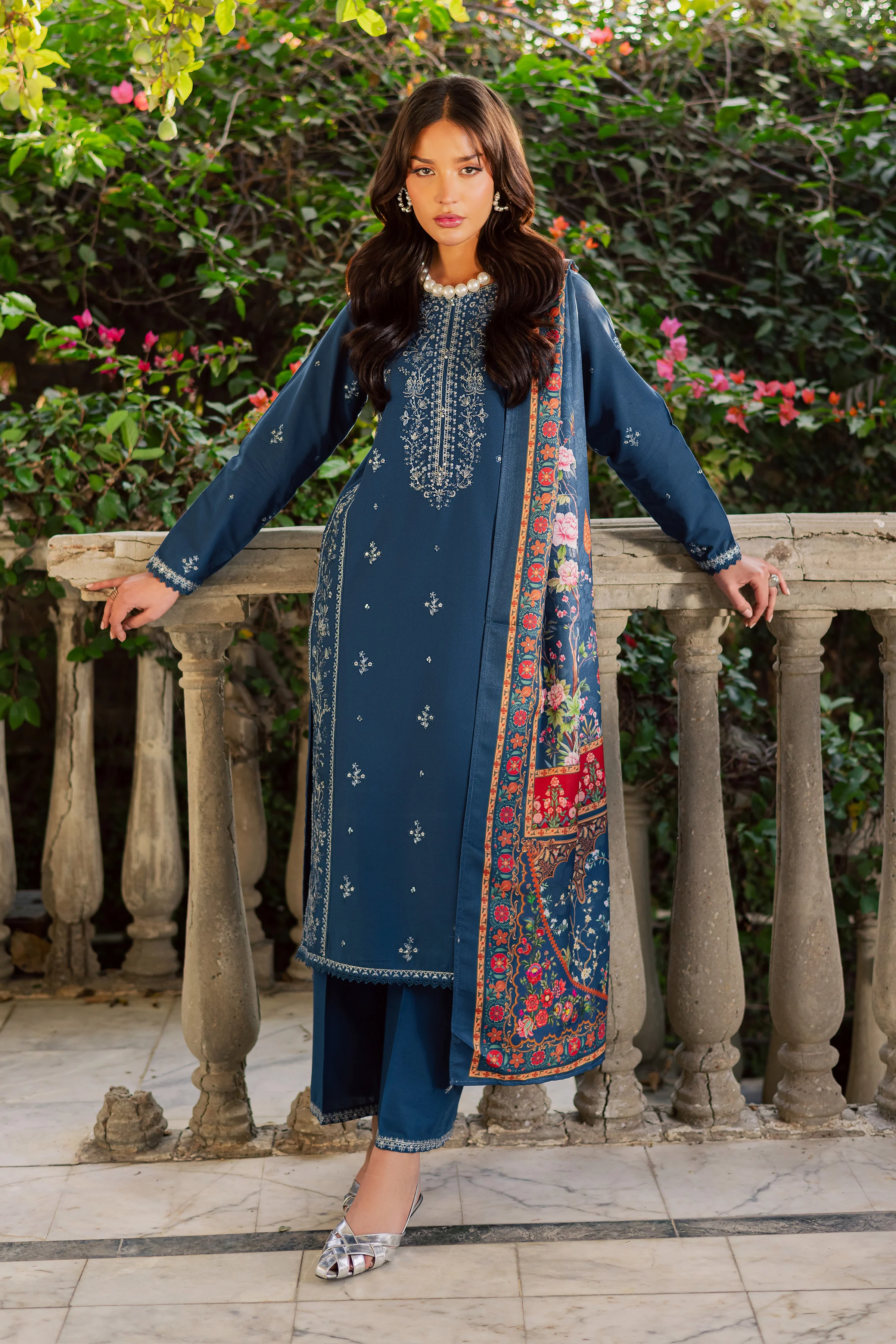 Sea Girl 3Pc - Embroidered Khaddar Dress - Image 5