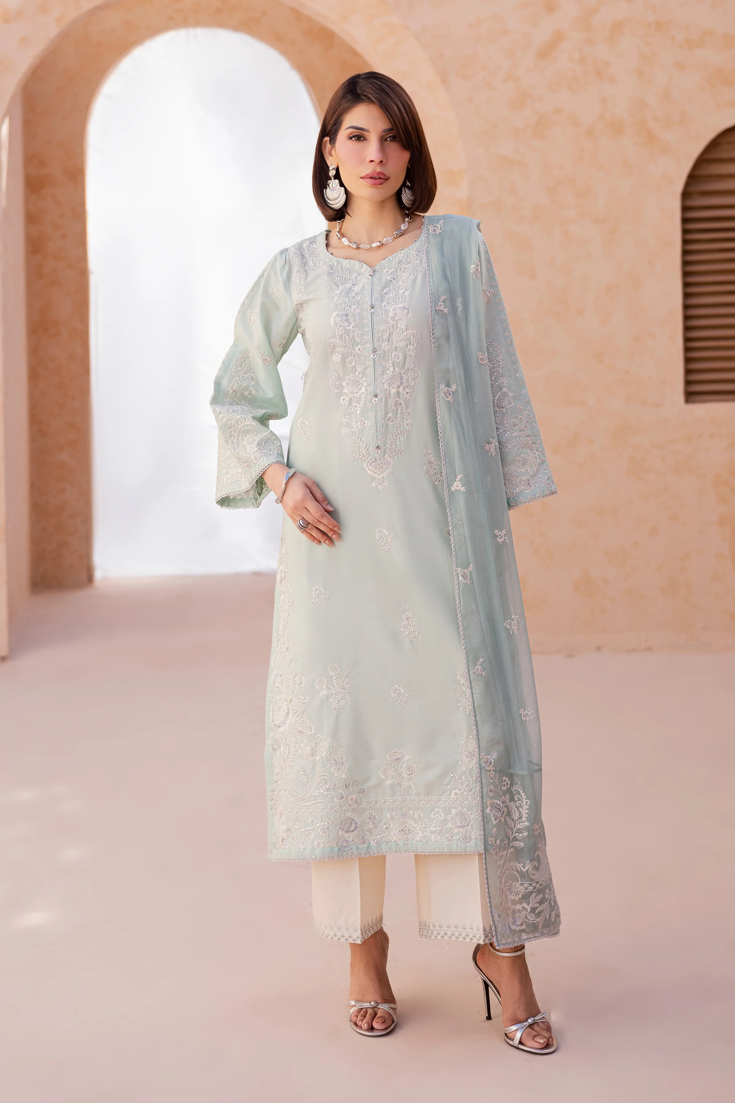 Sea Nahal 3Pc - Festive Embroidered Lawn - Image 7
