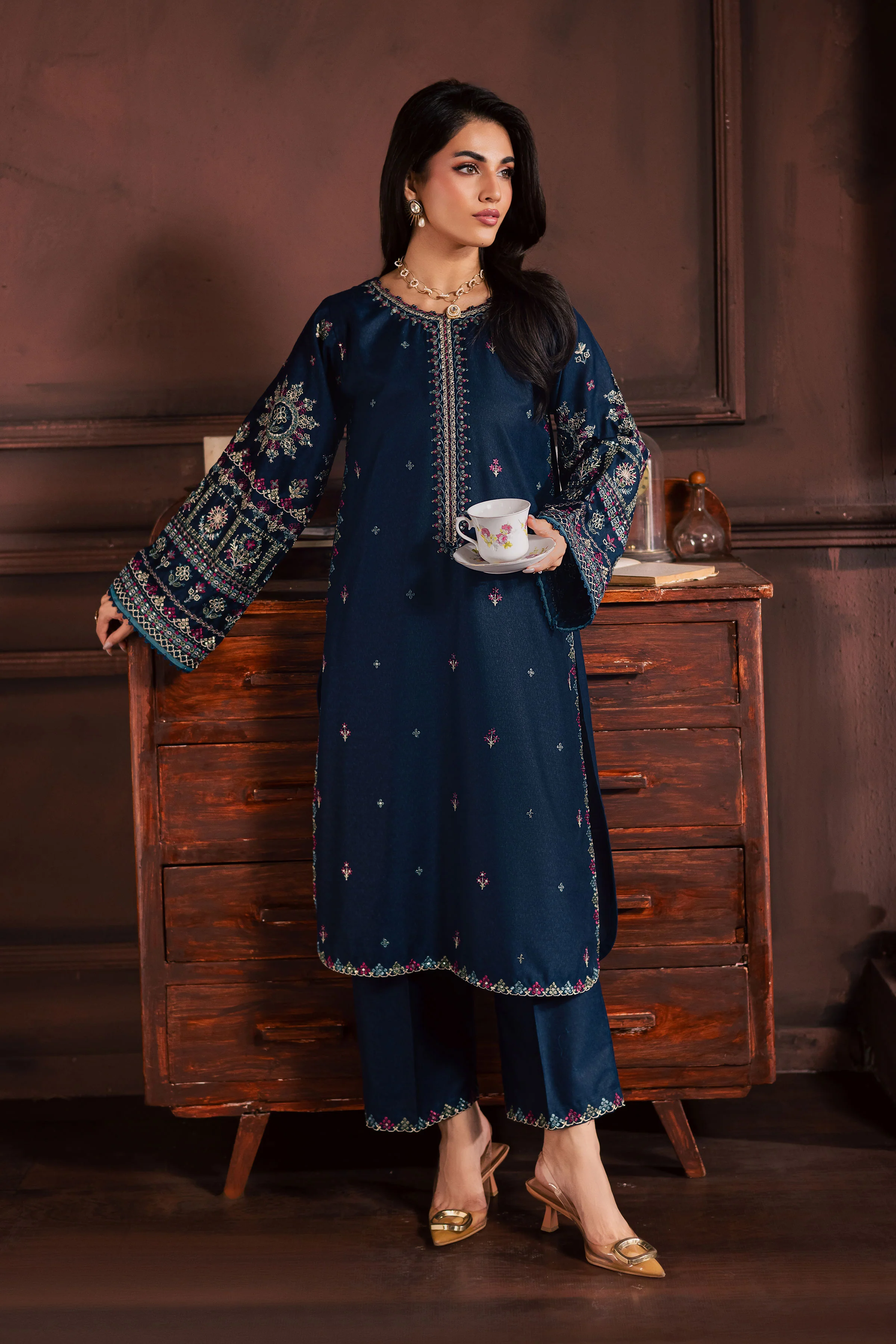 Shajjar 2Pc - Embroidered Karandi Dress - Image 3