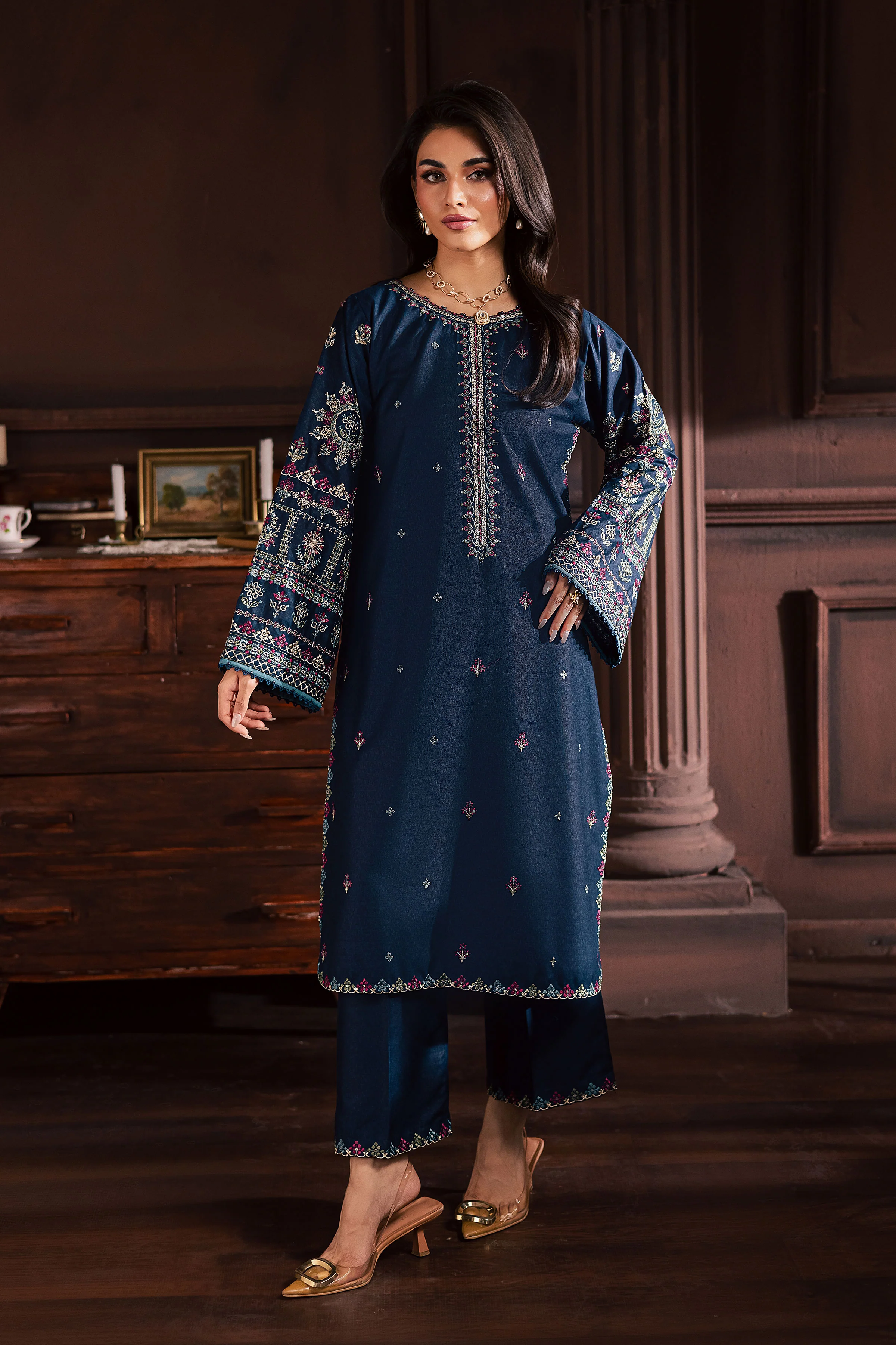 Shajjar 2Pc - Embroidered Karandi Dress - Image 5