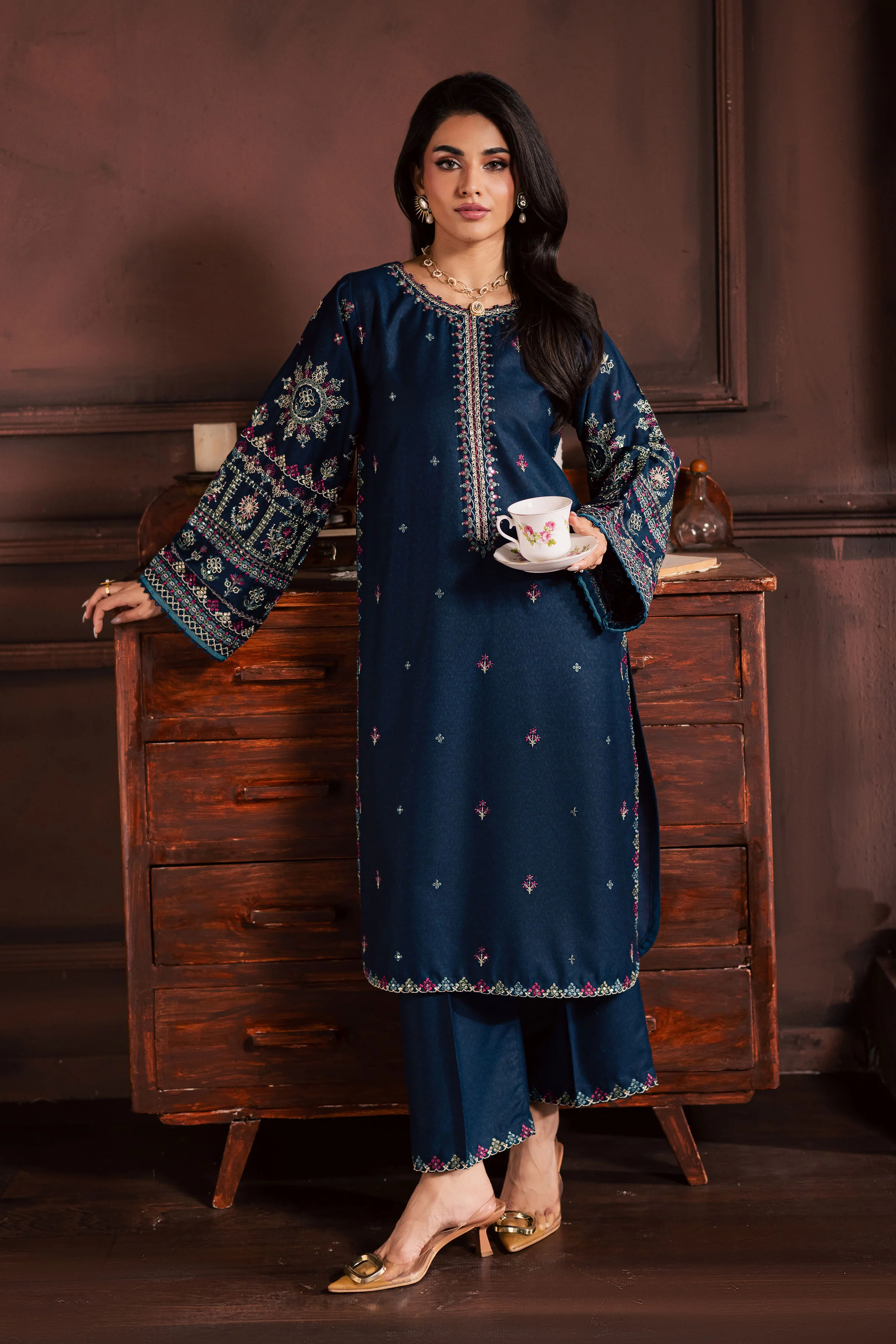 Shajjar 2Pc - Embroidered Karandi Dress - Image 7