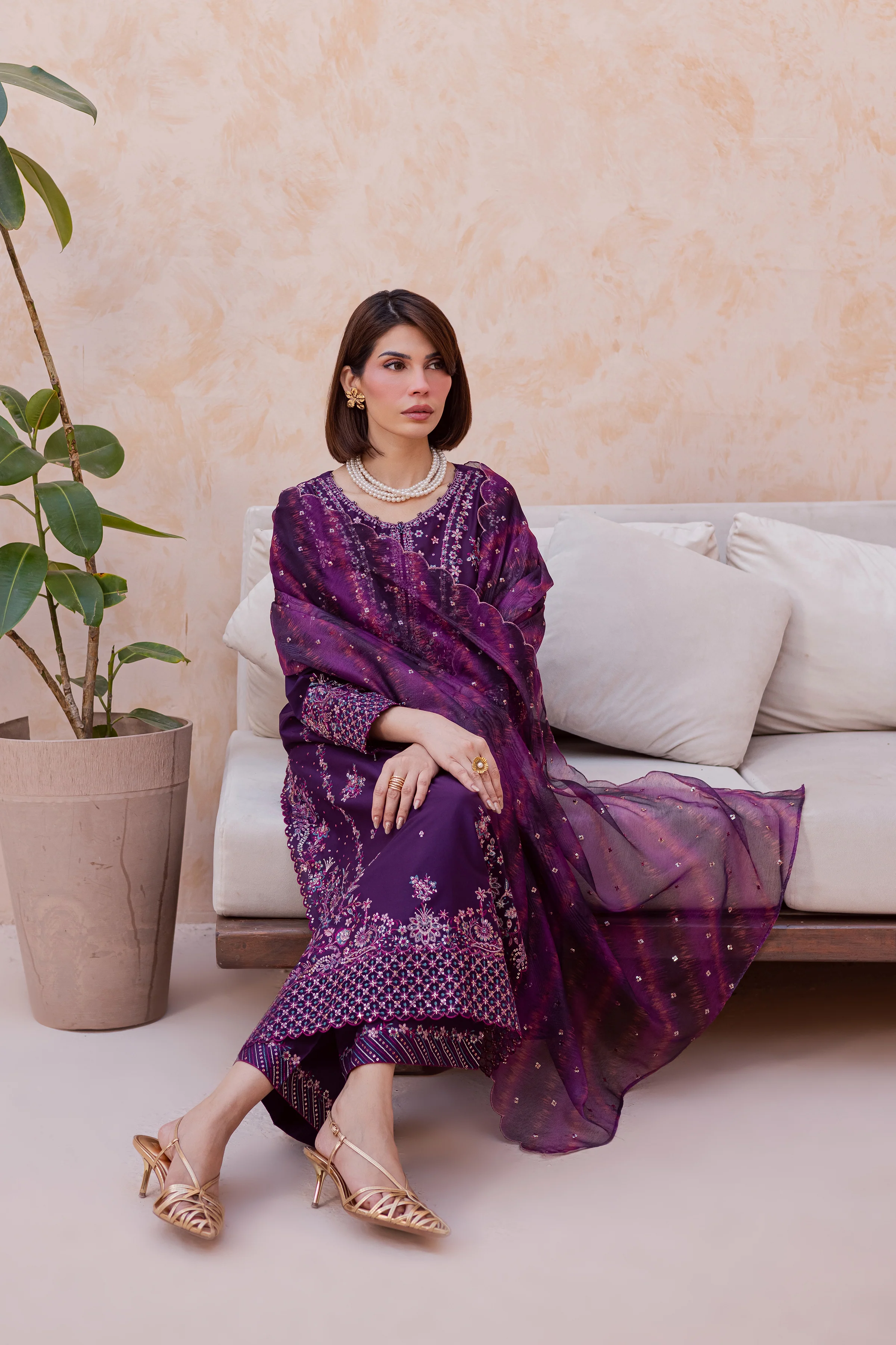 Shimmer 3Pc - Festive Embroidered Lawn - Image 3