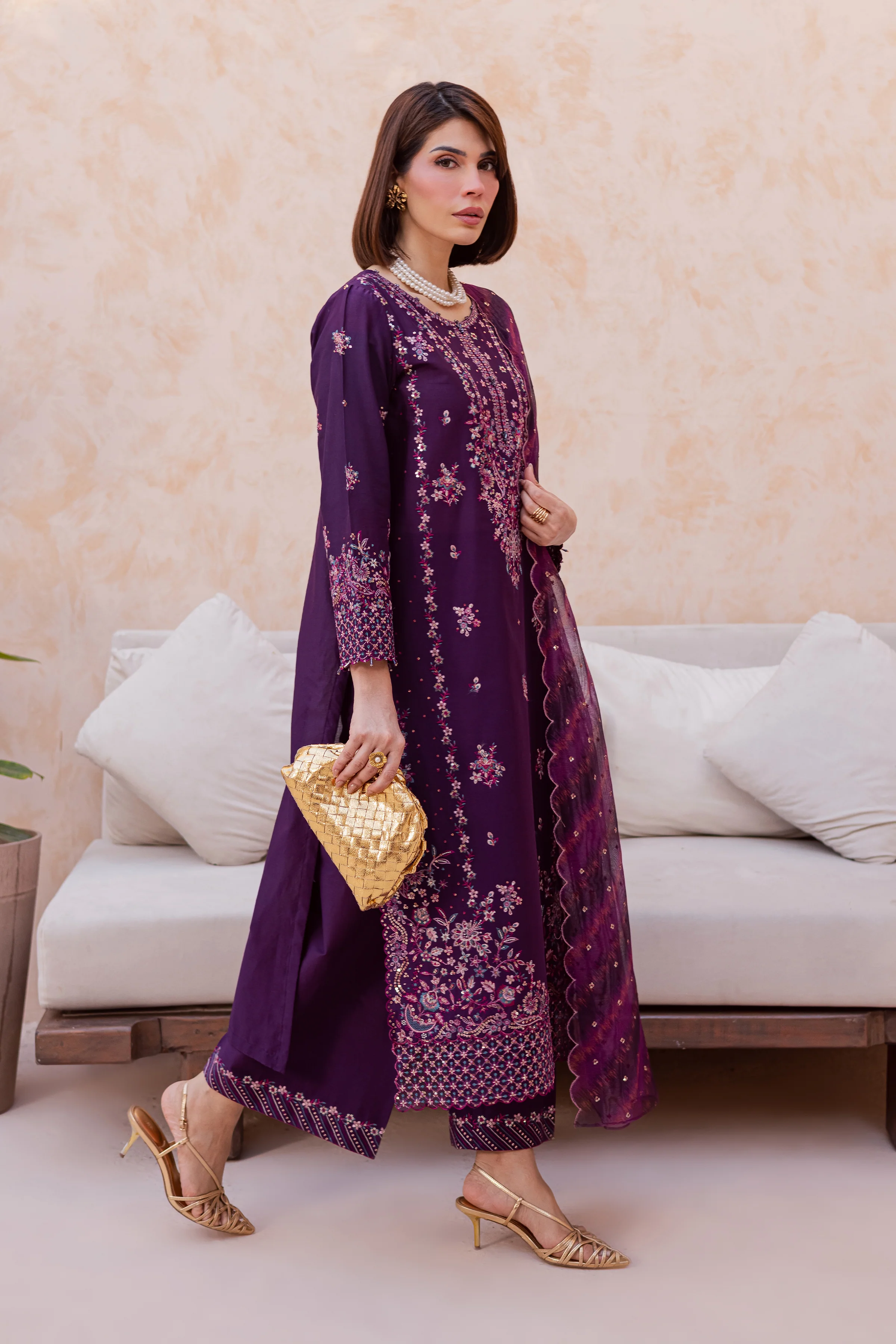Shimmer 3Pc - Festive Embroidered Lawn - Image 5