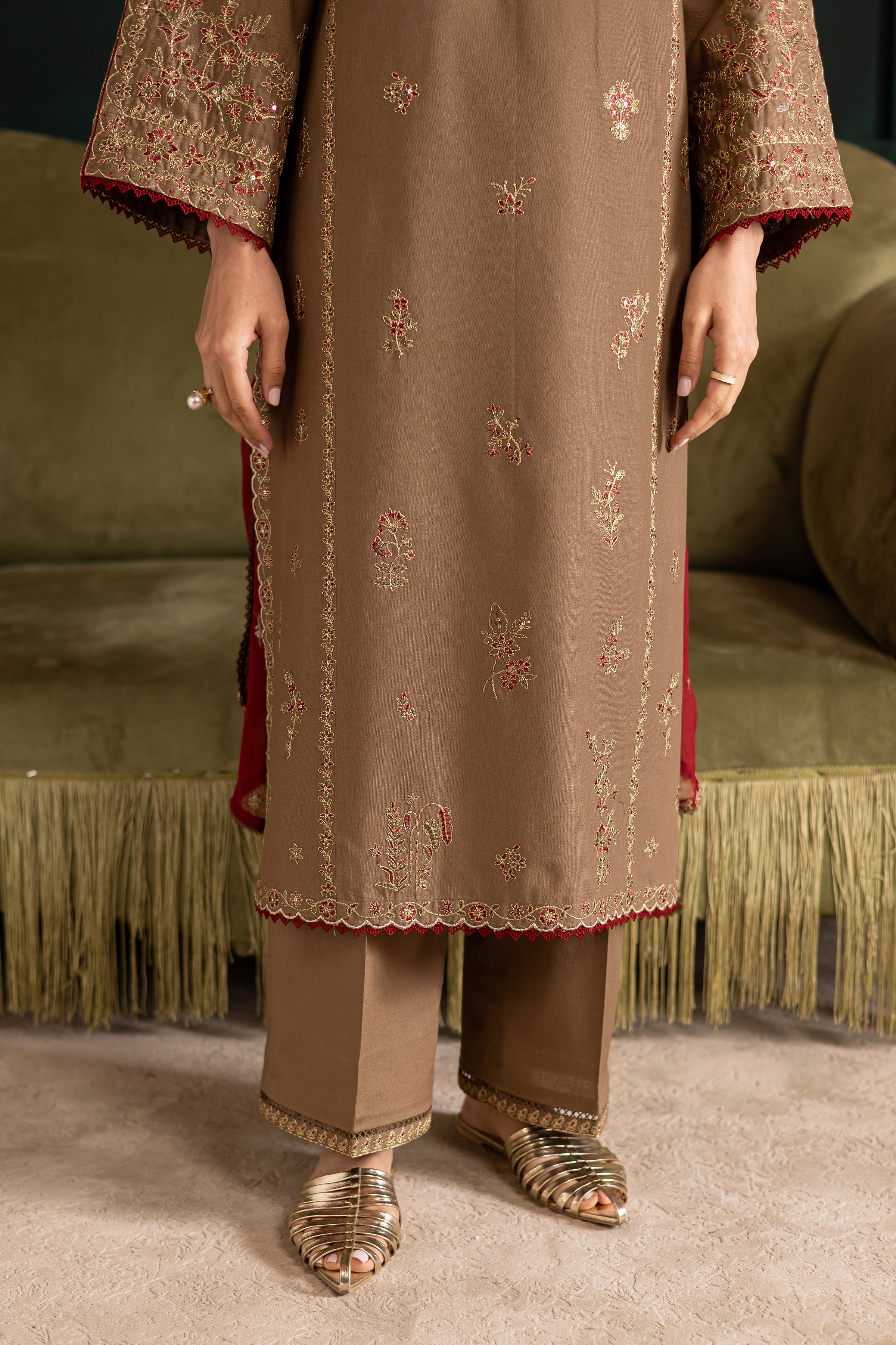 Tiramisu 3Pc - Embroidered Khaddar Dress - Image 5