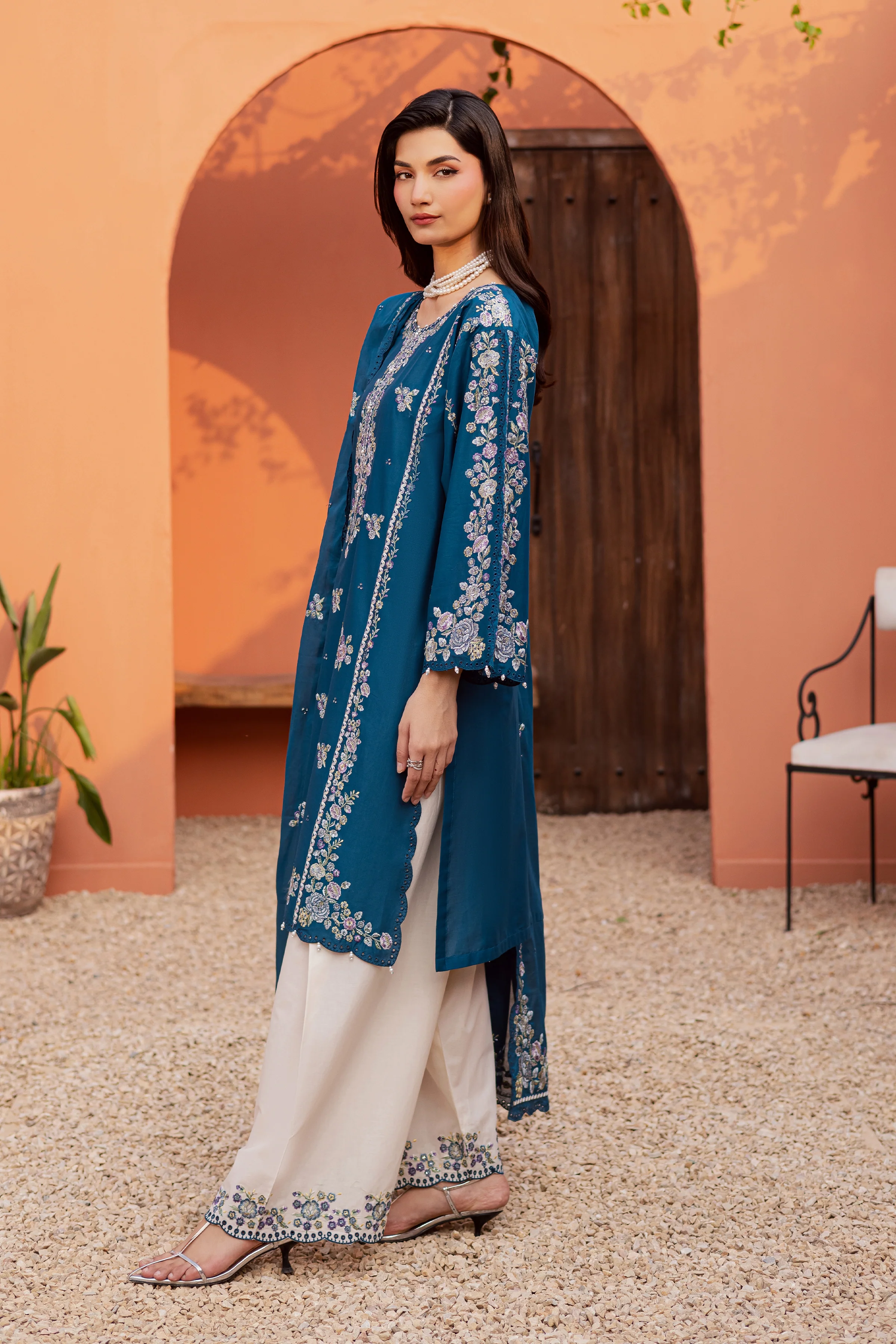 Twilight Bloom 3Pc - Festive Embroidered Lawn - Image 10
