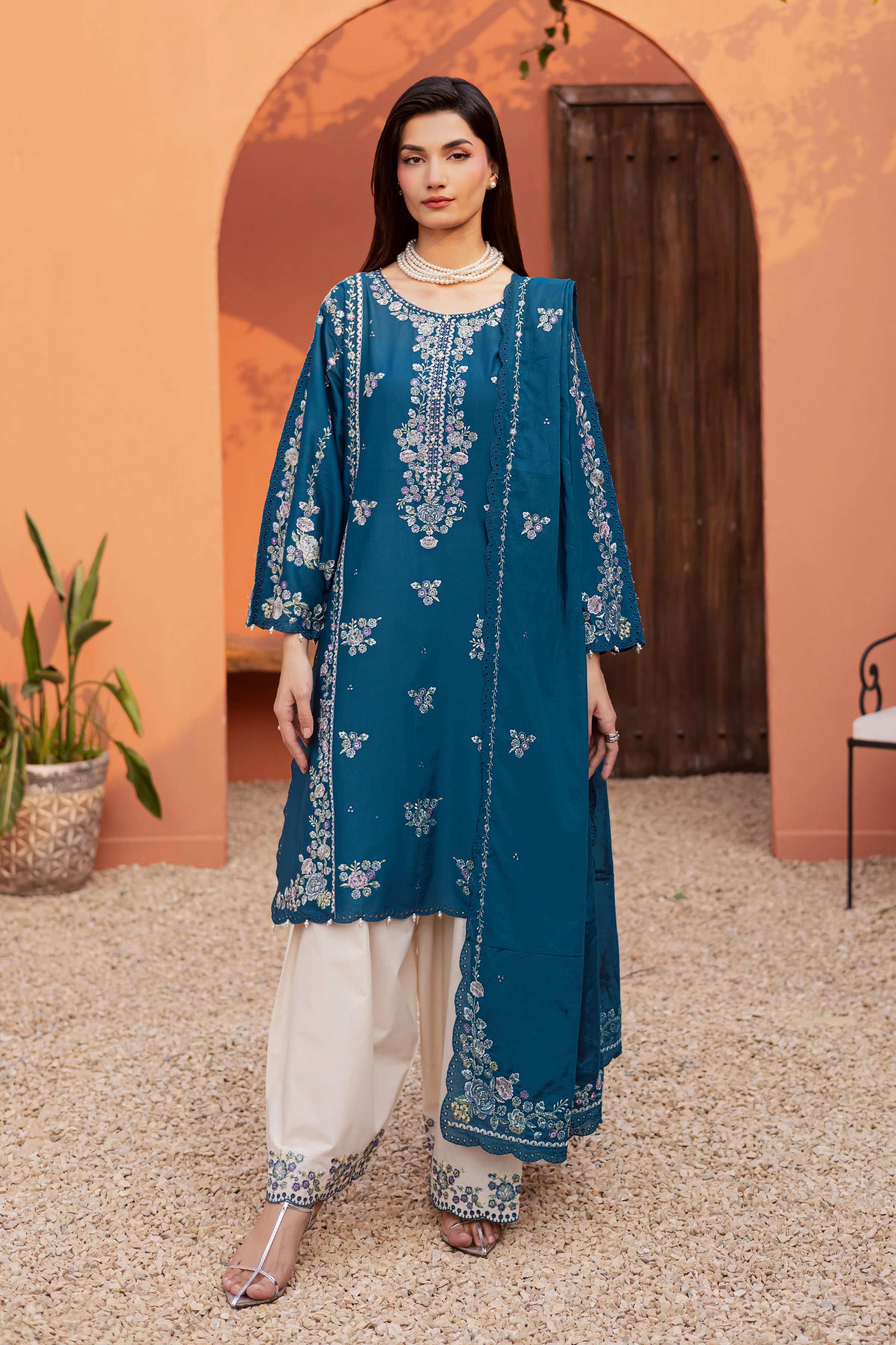 Twilight Bloom 3Pc - Festive Embroidered Lawn - Image 11