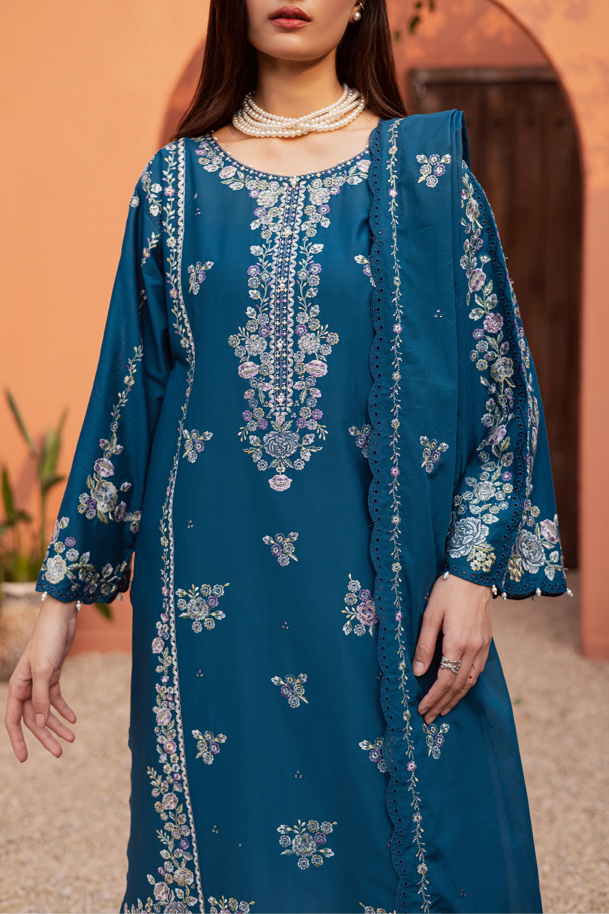 Twilight Bloom 3Pc - Festive Embroidered Lawn - Image 12