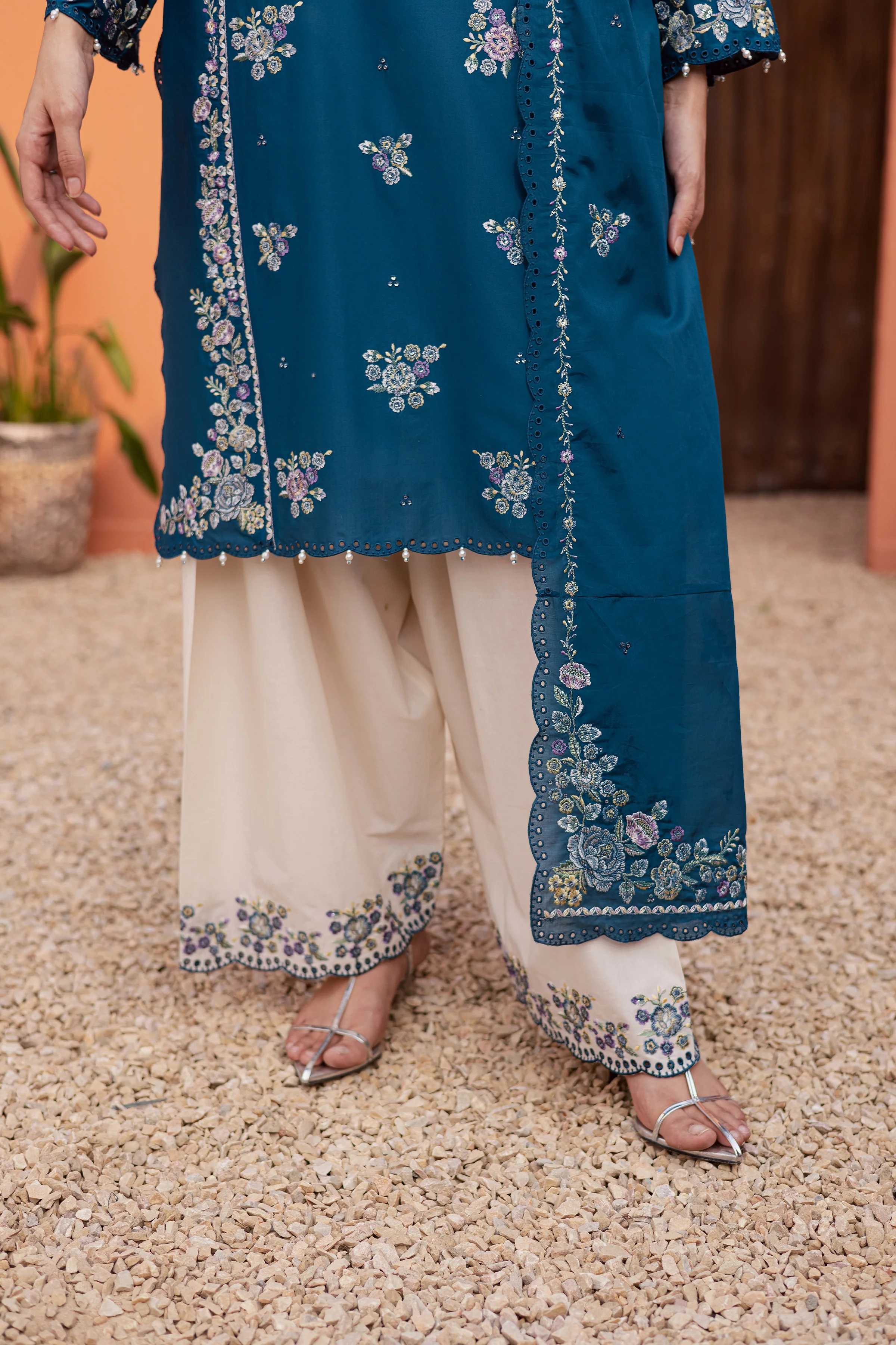 Twilight Bloom 3Pc - Festive Embroidered Lawn - Image 13