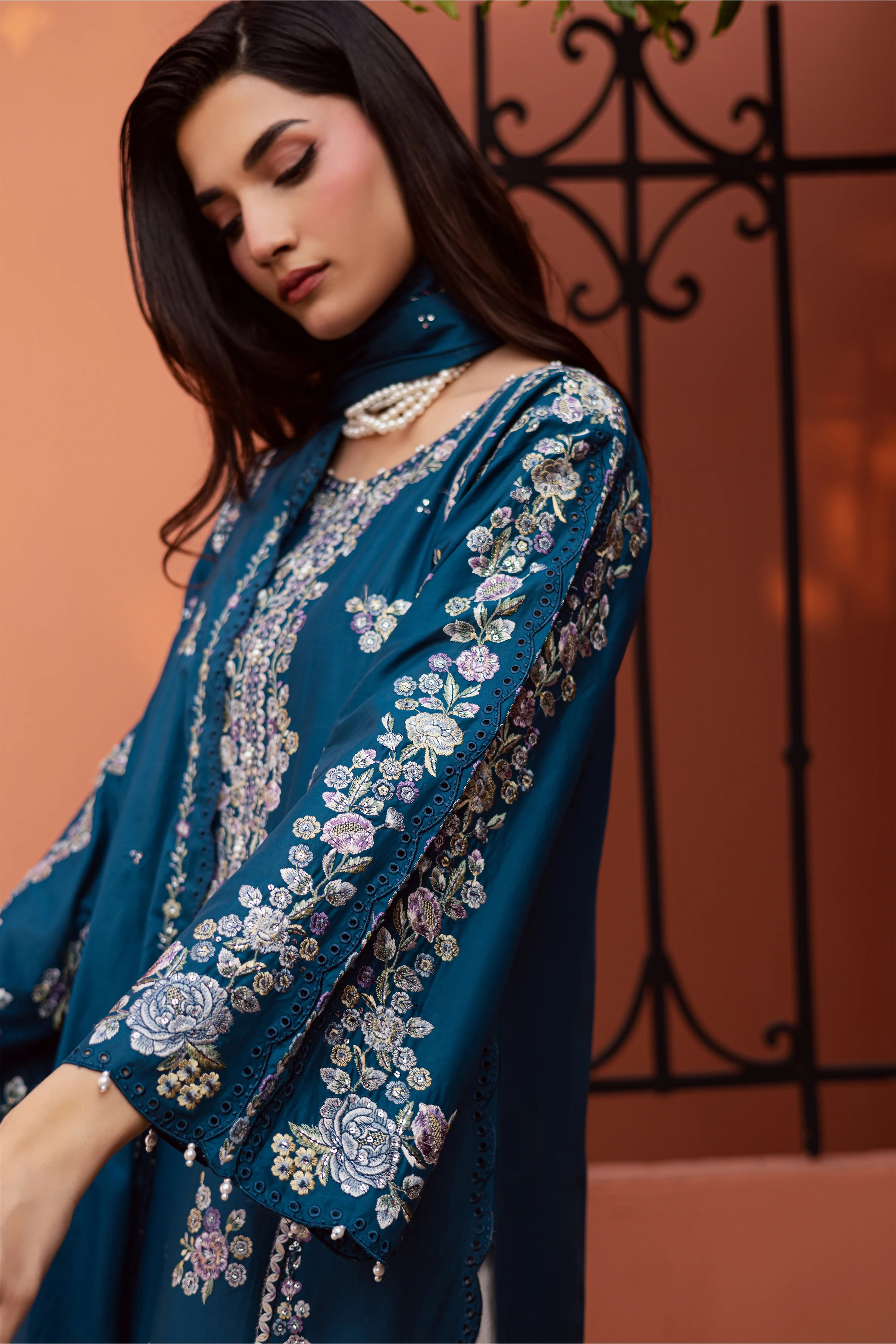 Twilight Bloom 3Pc - Festive Embroidered Lawn - Image 4
