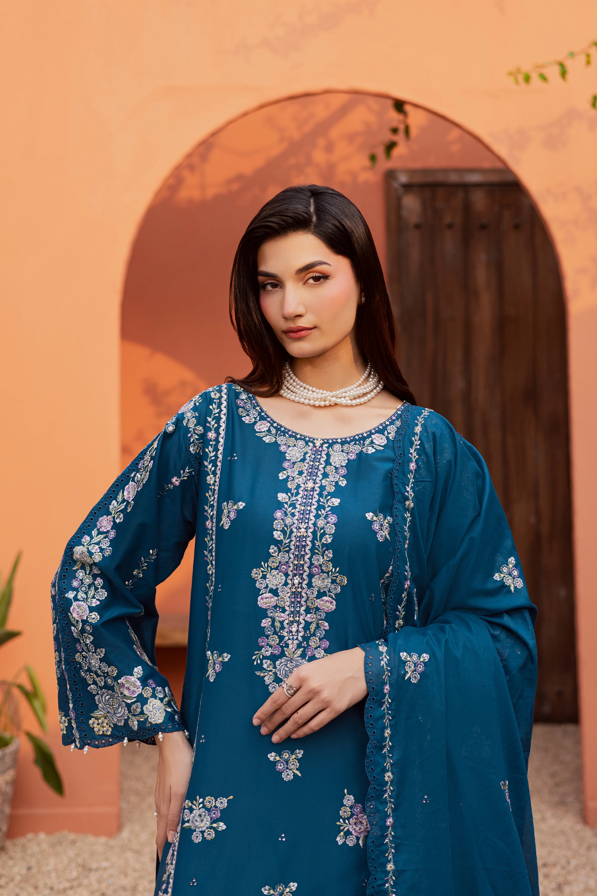 Twilight Bloom 3Pc - Festive Embroidered Lawn - Image 8