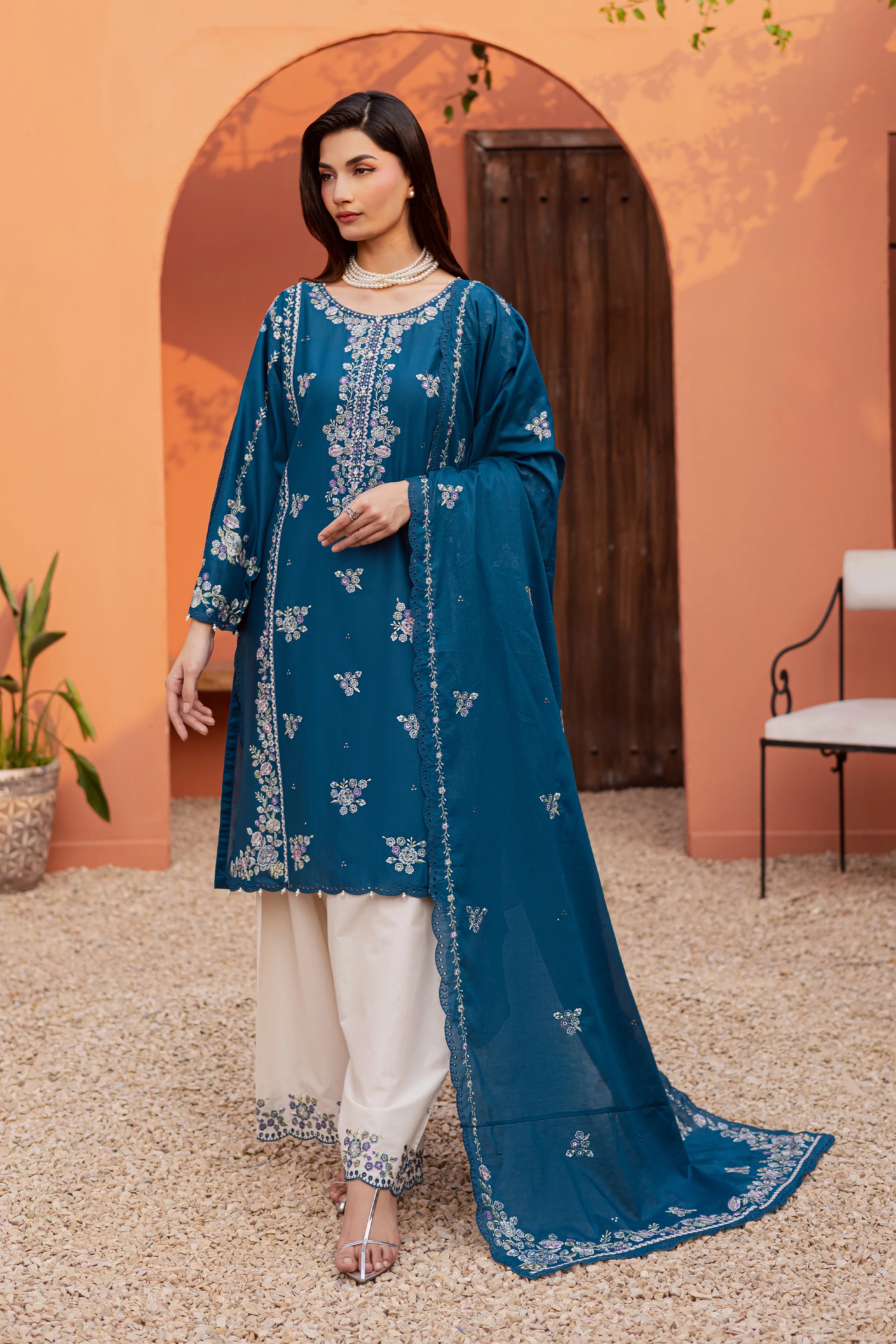 Twilight Bloom 3Pc - Festive Embroidered Lawn - Image 9