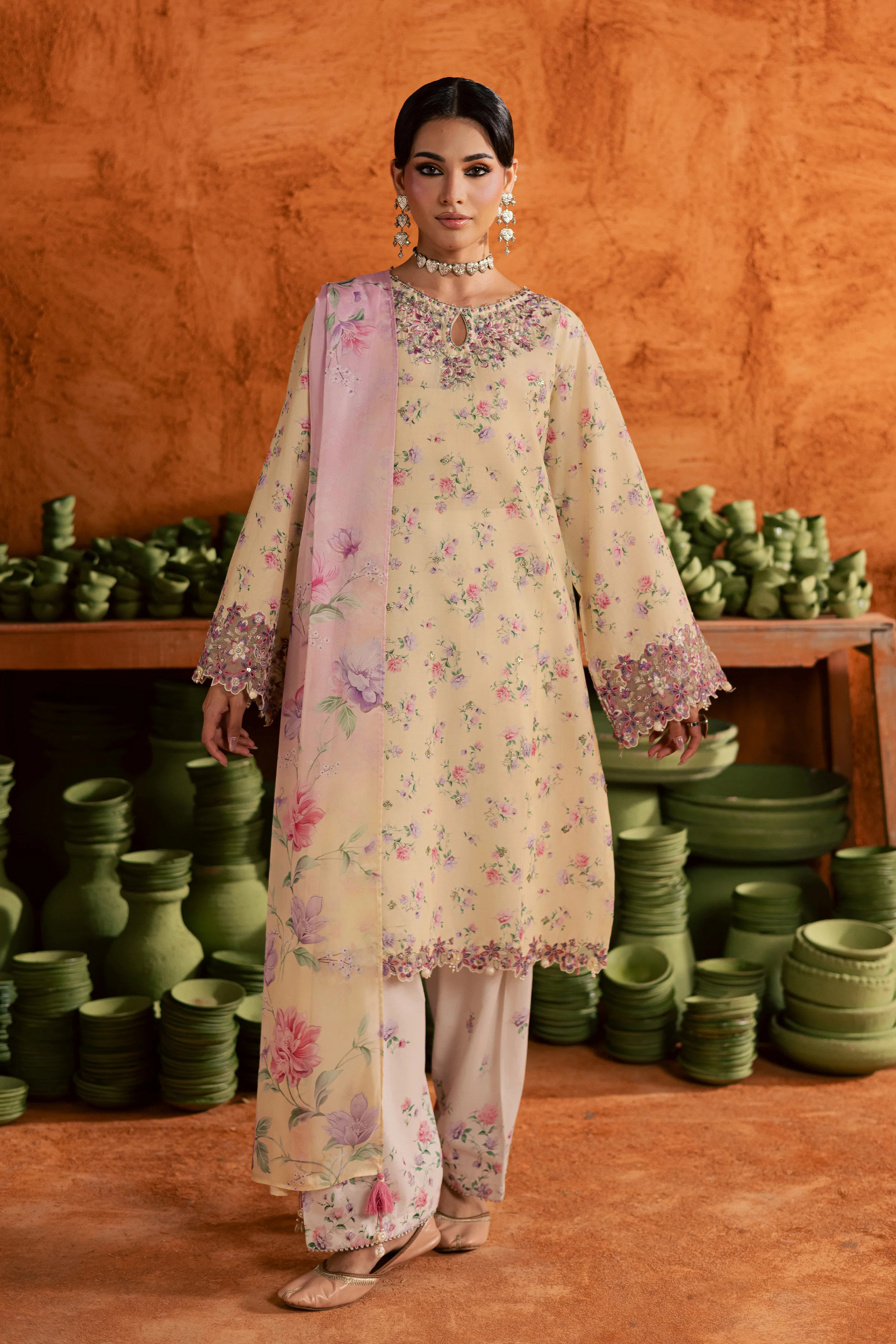 Yellow Lamia 3Pc - Printed Lawn Dress - Image 12