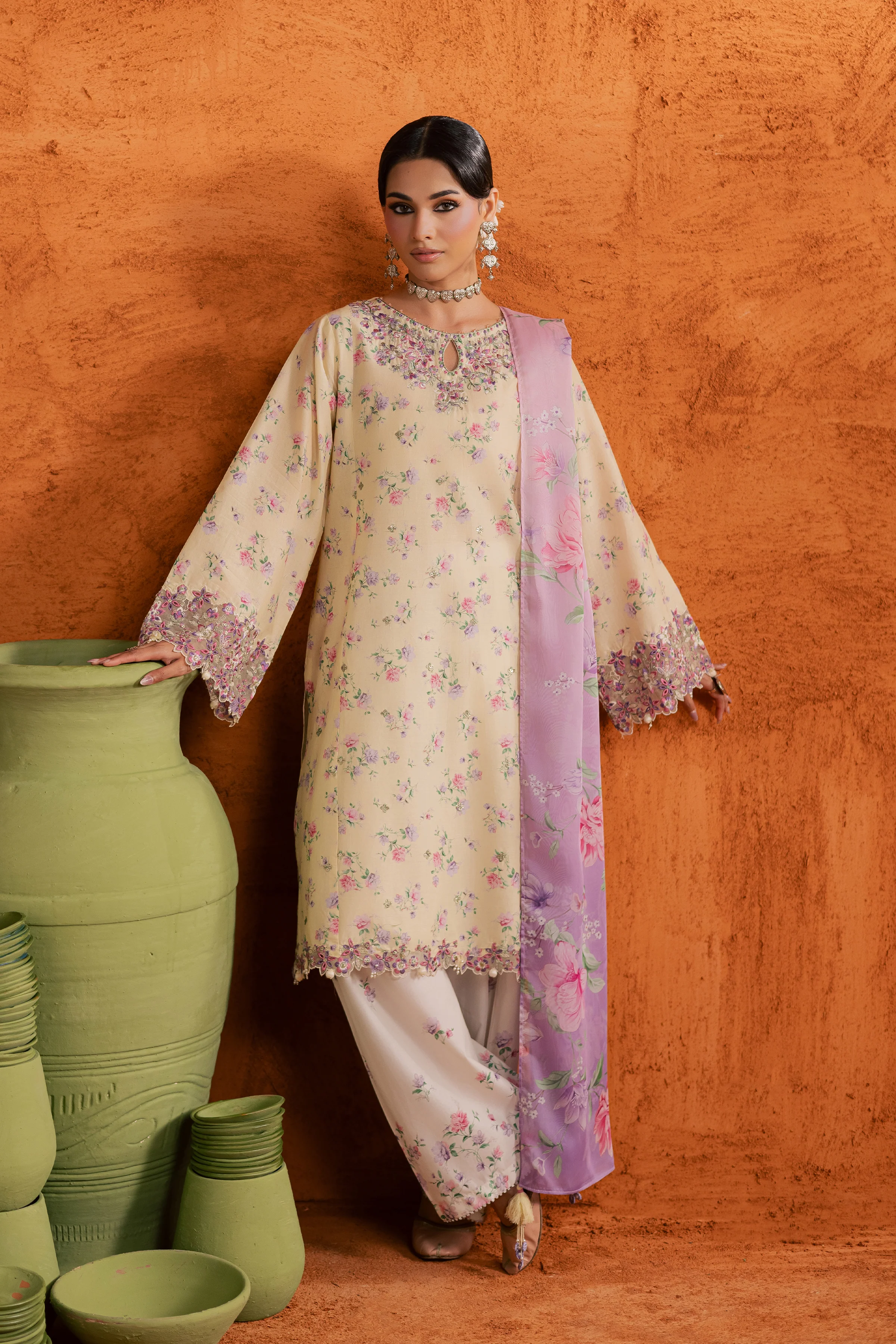 Yellow Lamia 3Pc - Printed Lawn Dress - Image 4
