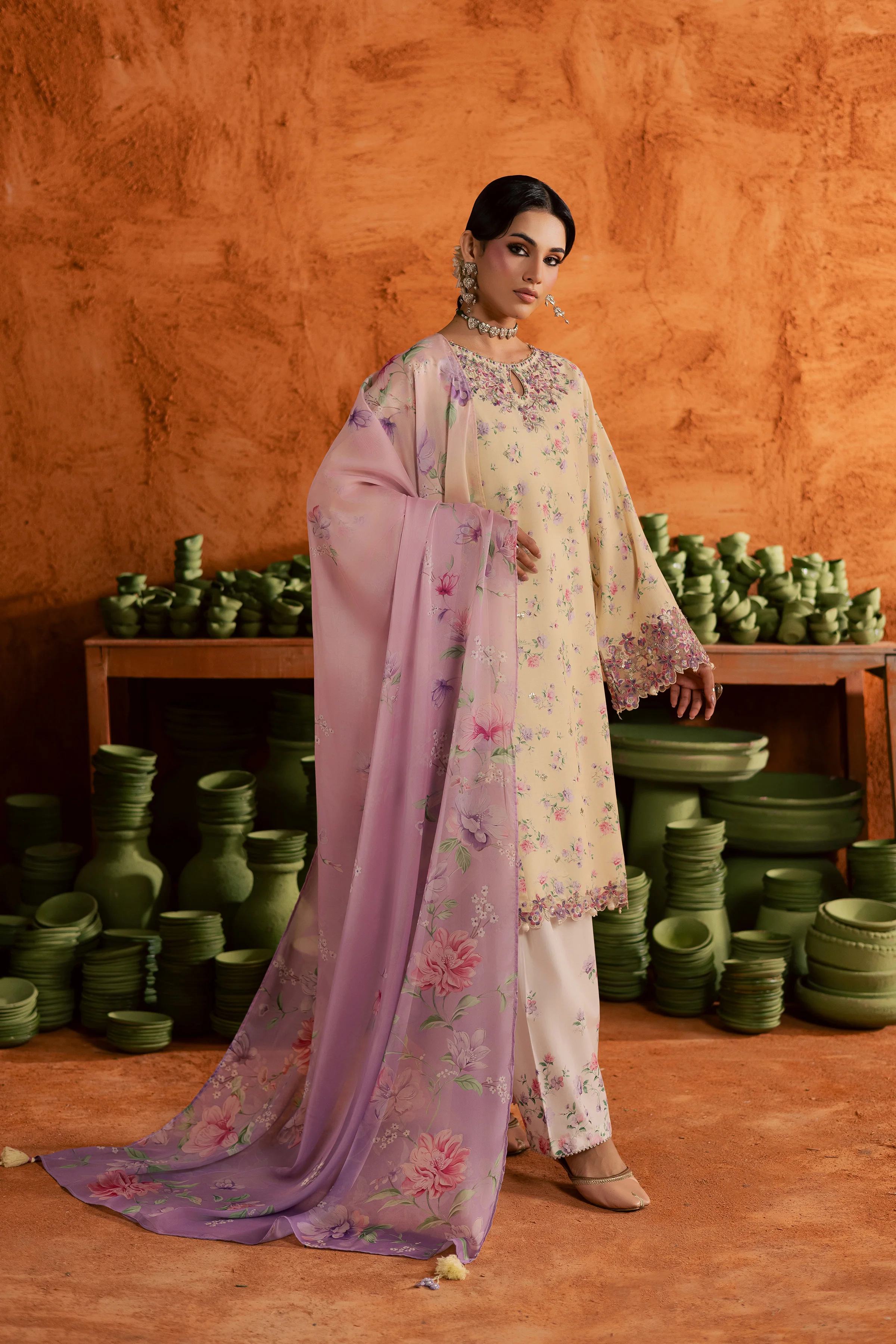 Yellow Lamia 3Pc - Printed Lawn Dress - Image 5