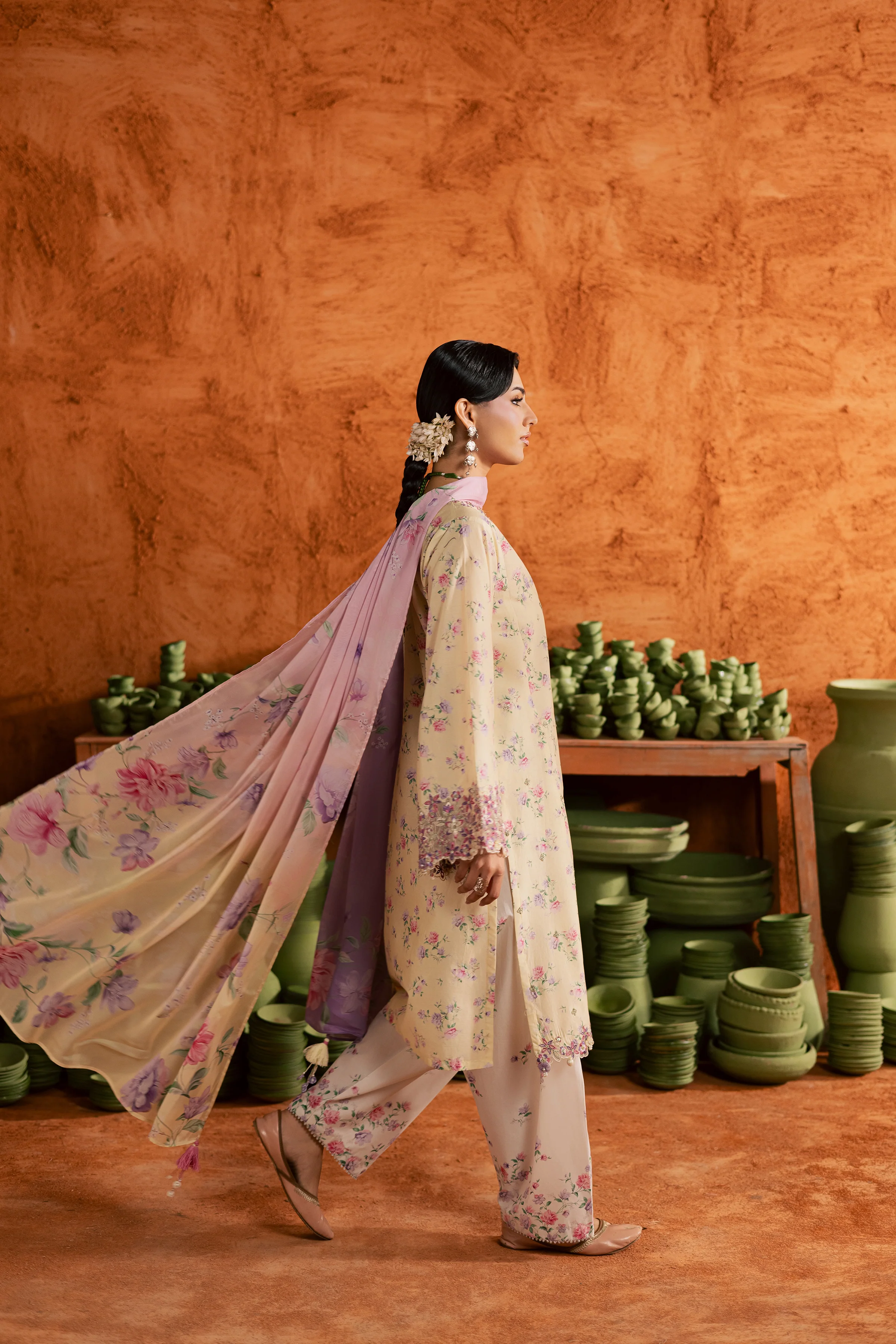 Yellow Lamia 3Pc - Printed Lawn Dress - Image 9