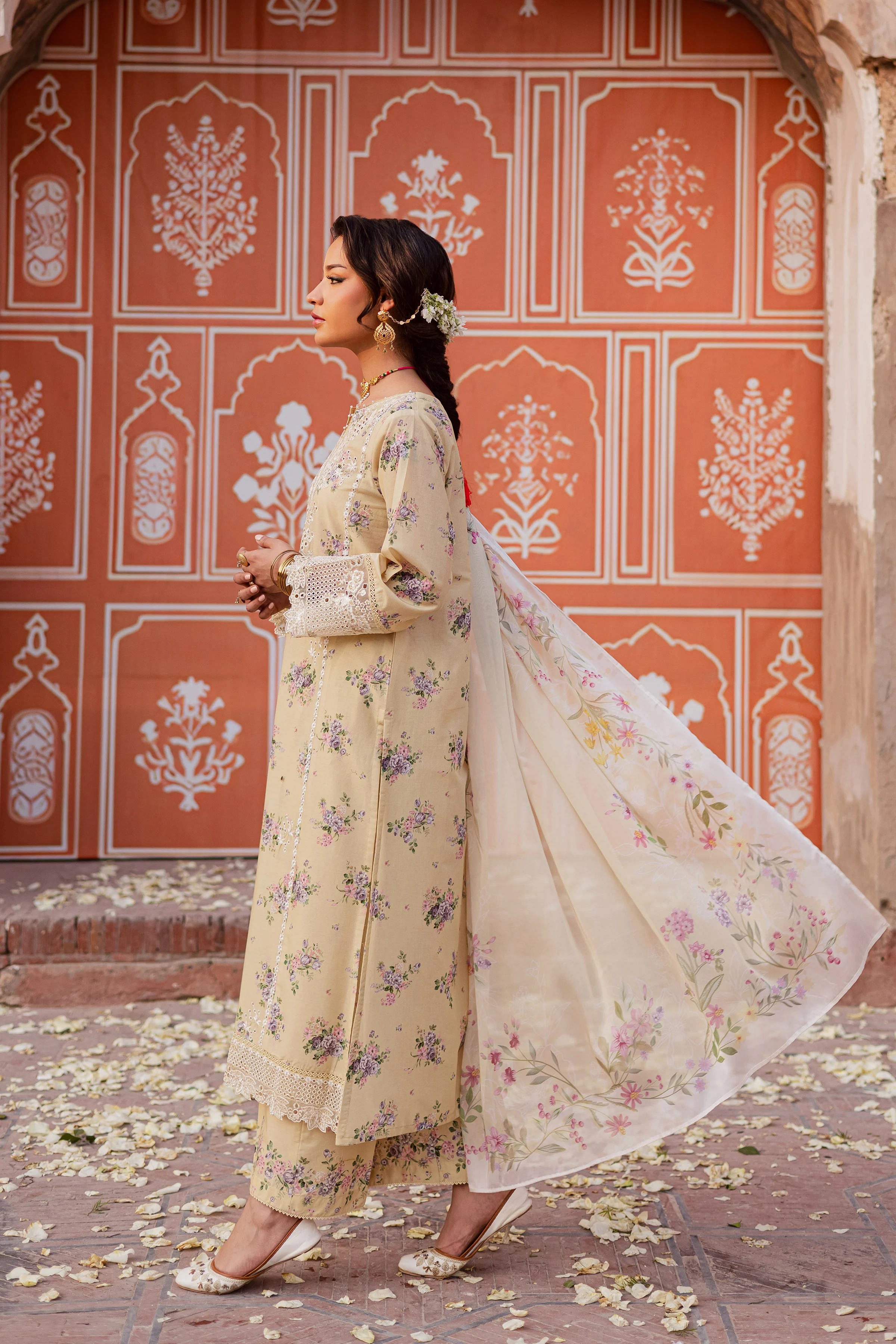 Yellow Pie 3Pc - Festive Eid Prints - Image 3